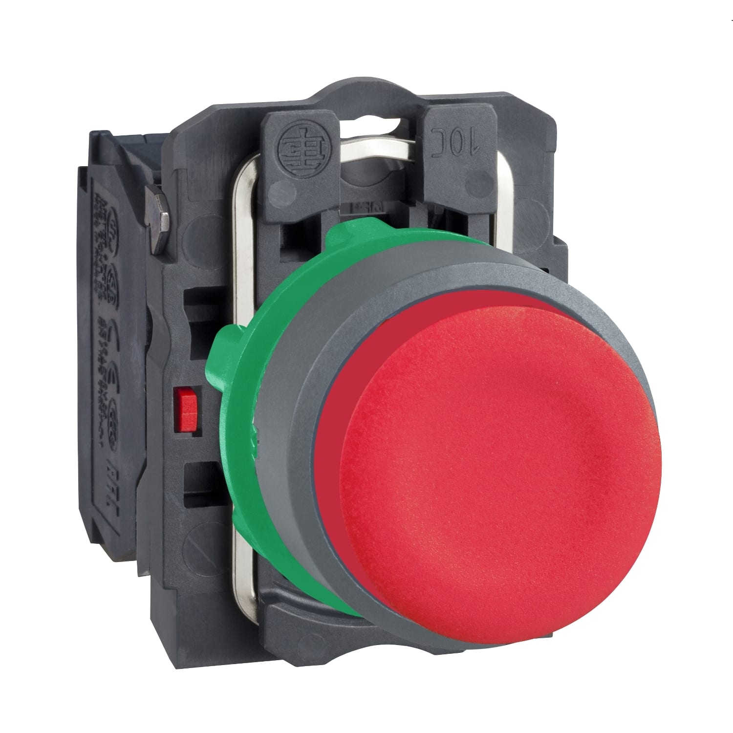SCHNEIDER ELECTRIC - Pulsante rosso ghiera grigia