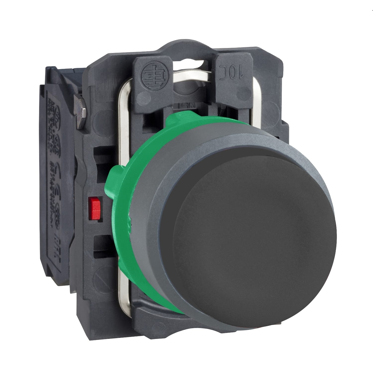 SCHNEIDER ELECTRIC - Pulsante nero ghiera grigia