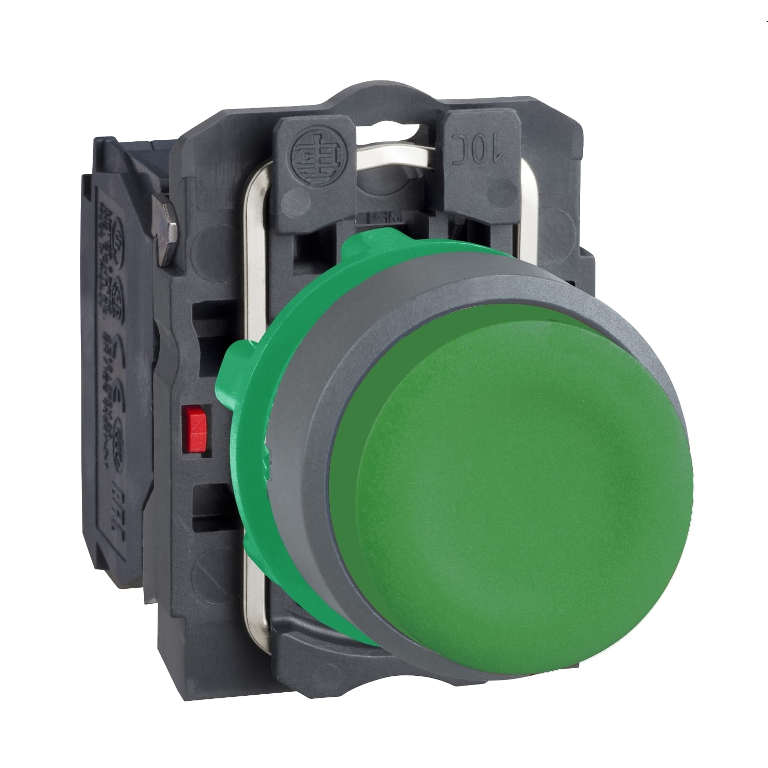 SCHNEIDER ELECTRIC - Pulsante verde ghiera grigia