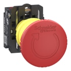 SCHNEIDER ELECTRIC - Pulsante arresto di emergenza, Harmony XB4, plastica, fungo rosso 40 mm, 22 mm, girare per sbloccare,2NC, contatti Push-in