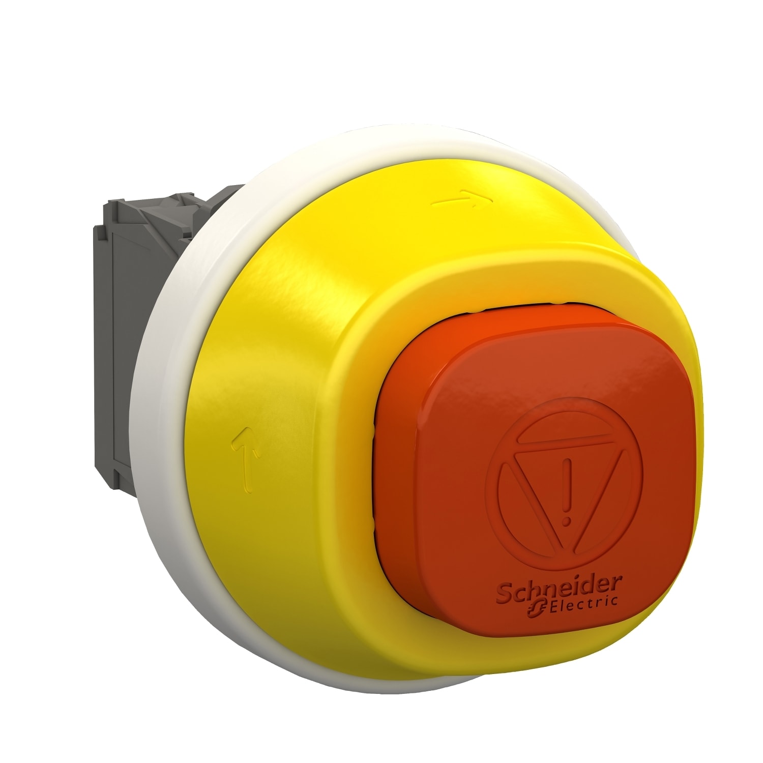 SCHNEIDER ELECTRIC - Harmony XB5, pulsante emergenza , in plastica, ad aggancio girare per sbloccare, lumioso bianco/rosso, 24V NO+NC