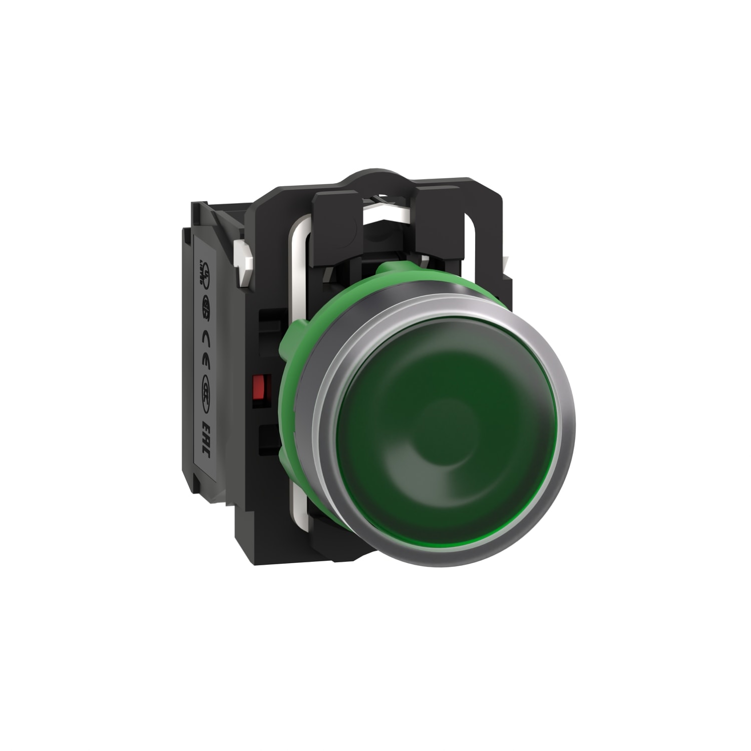 SCHNEIDER ELECTRIC - Pulsante luminoso verde Ø22 - filoghiera ad impulso - 120Vac - 1NA+1NC- LED universale
