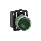 SCHNEIDER ELECTRIC - Pulsante luminoso verde Ø22 - filoghiera ad impulso - ghiera grigia-120Vac - 1NO+1NC- LED universale