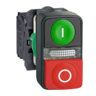 SCHNEIDER ELECTRIC - Pulsante Ø22 - doppio ad impulso - verde+rosso - luce bianca- 24V- IP40