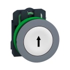 SCHNEIDER ELECTRIC - Pulsante, Harmony XB5, filopannello, plastica, bianco, 30mm, ad impulso, con marcatura freccia, 1 NO, ghiera grigia