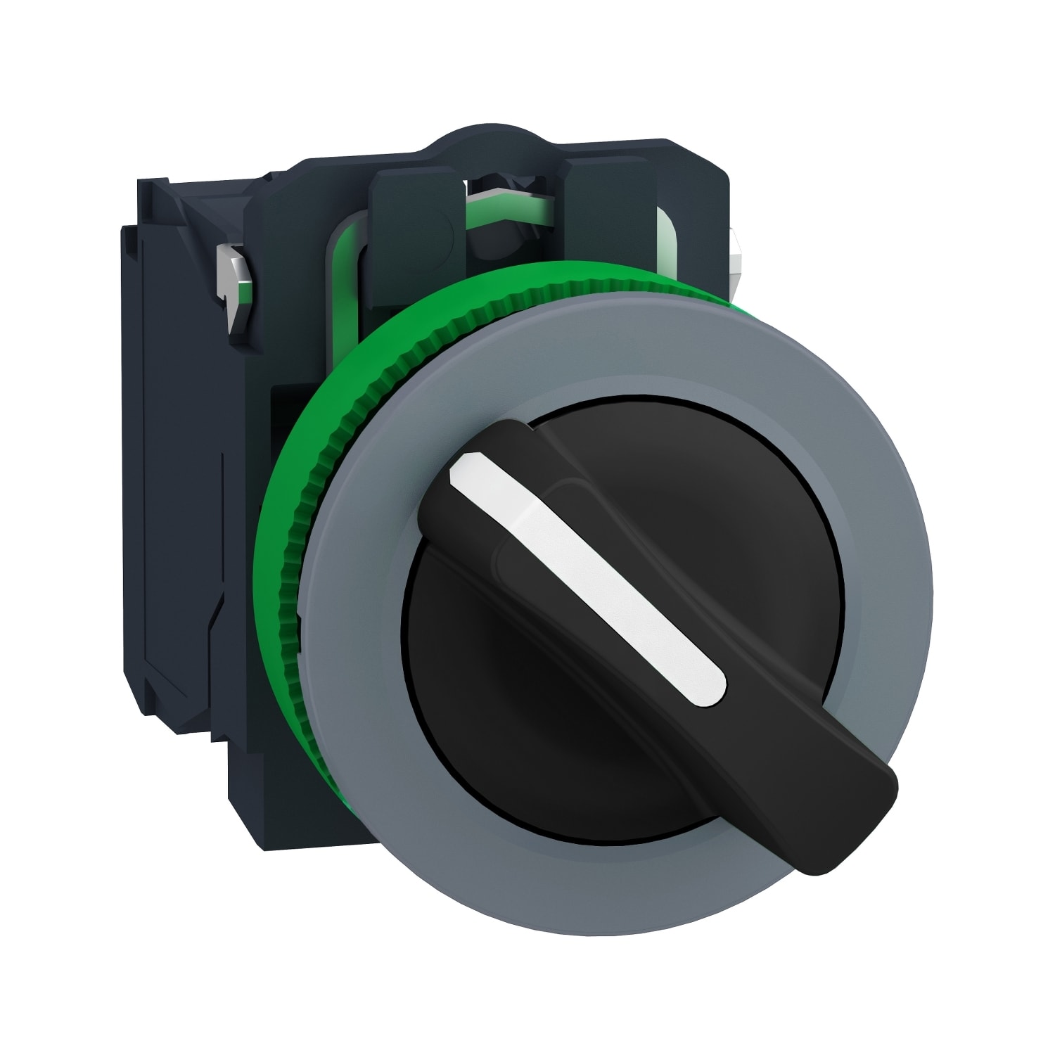 SCHNEIDER ELECTRIC - Selettore, Harmony XB5, filopannello, ghiera grigia, 30mm, 2 posizioni con ritorno leva standard nera, 1NO