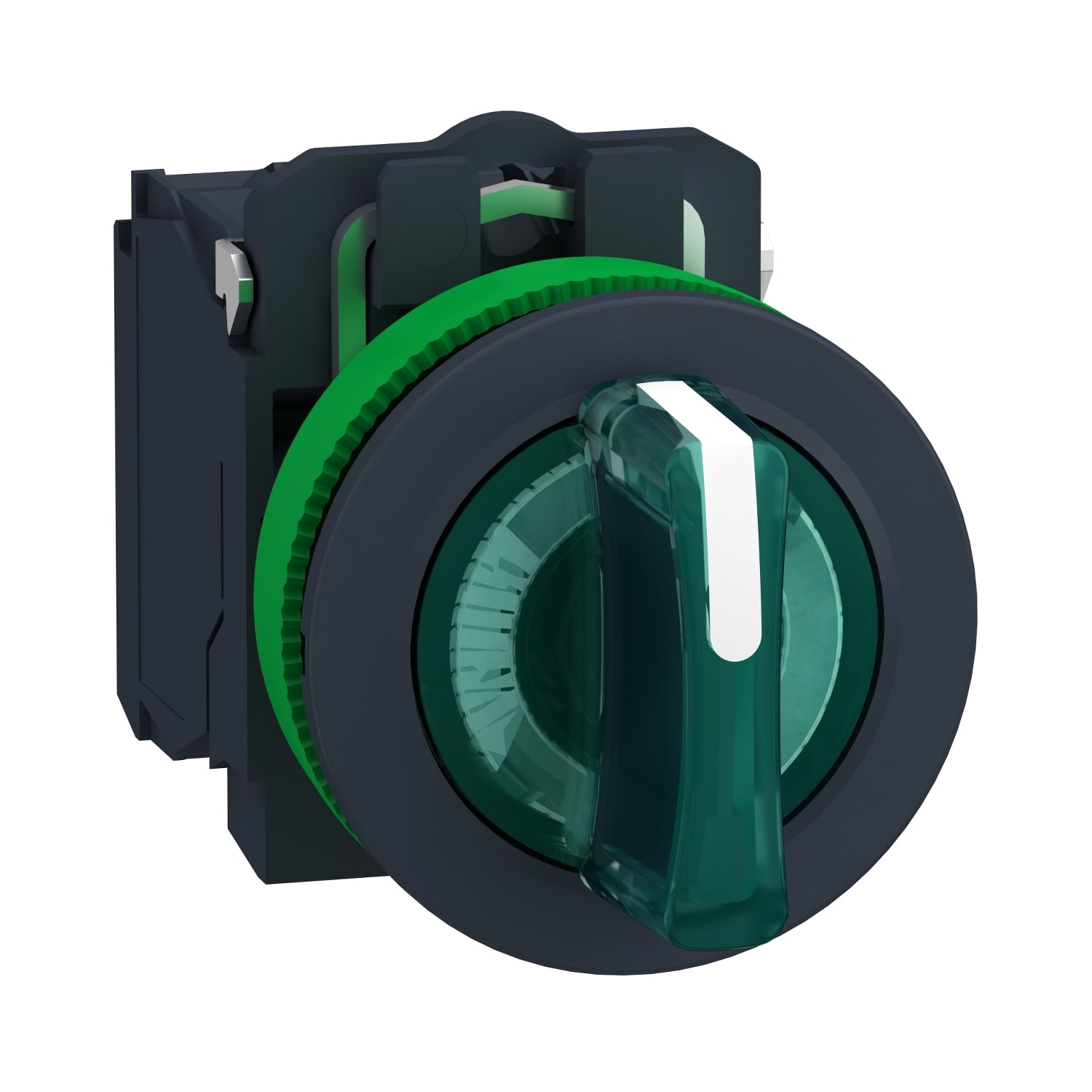 SCHNEIDER ELECTRIC - Selettore luminoso verde 3 posizionifilopannello Ø30 230VAC NO+NC- LED universale