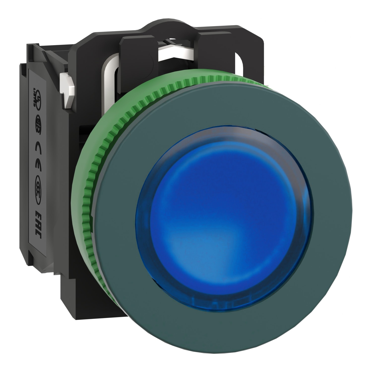 SCHNEIDER ELECTRIC - Harmony XB5, pulsante luminoso blu Ø30 filopannello, ad impulso, plastica, LED universale, 24Vac/dc, NO+NC