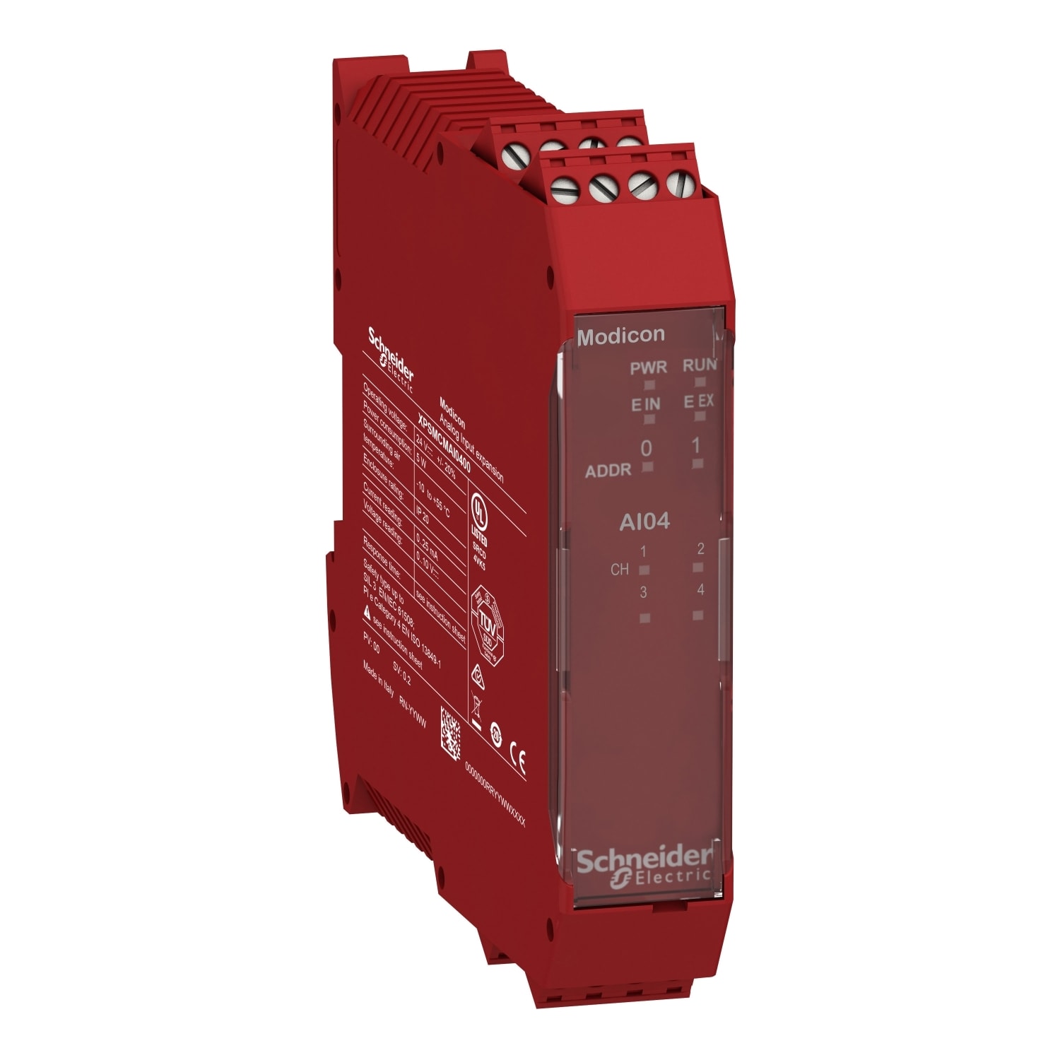 SCHNEIDER ELECTRIC - Modulo espansione di sicurezza, Modicon XPSMCM, 4 ingressi analogici, morsetti a vite