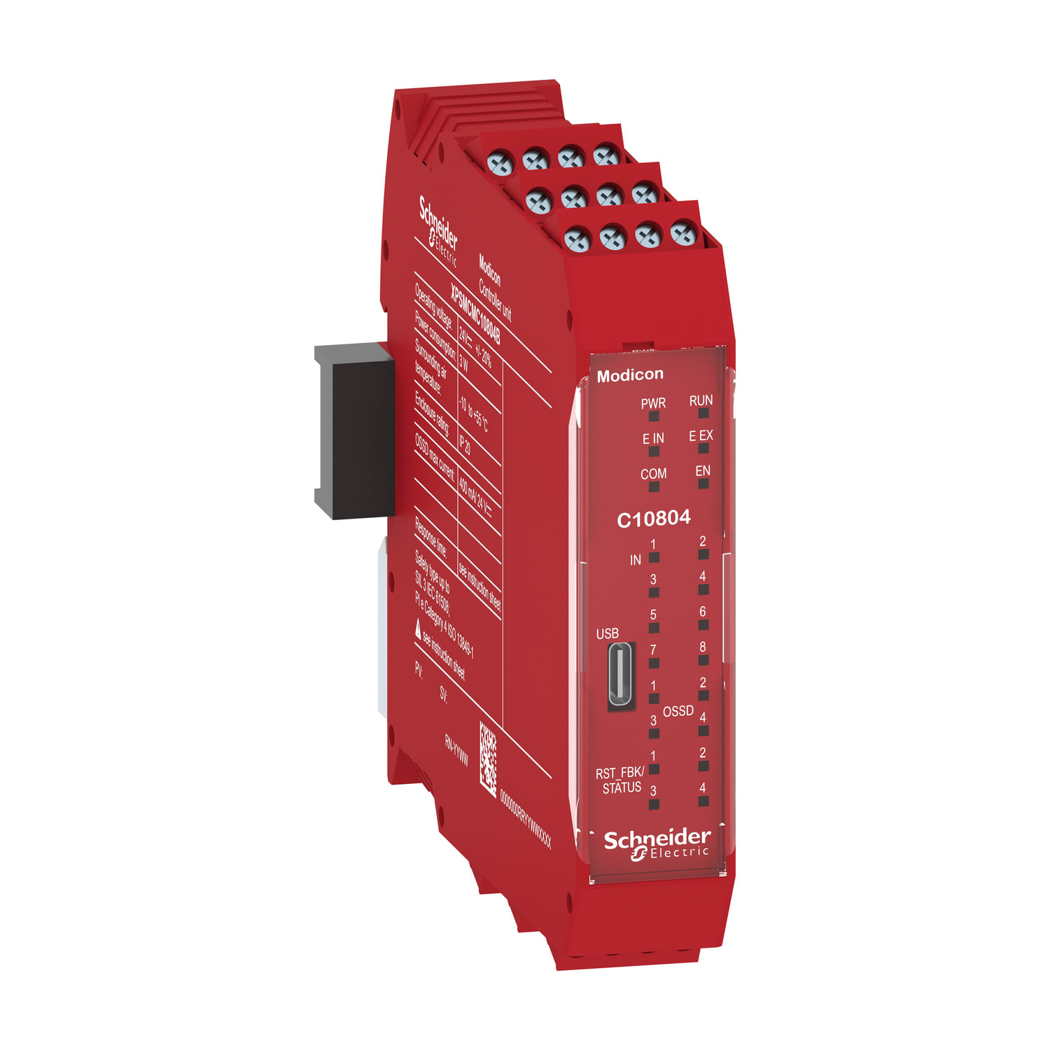 SCHNEIDER ELECTRIC - CPU di sicurezza con connettore posteriore, Modicon XPSMCM, 8 ingressi + 4 uscite digitali a singolo canale SIL3, morsetti a vite