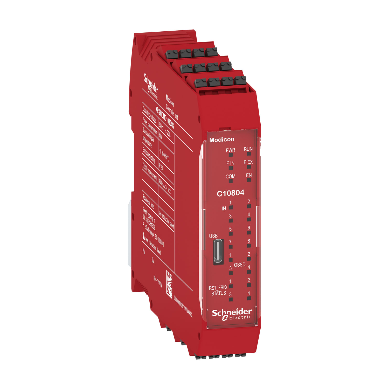 SCHNEIDER ELECTRIC - CPU di sicurezza con connettore posteriore, Modicon XPSMCM, 8 ingressi + 4 uscite digitali a singolo canale SIL3, morsetti a molla