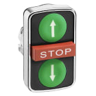 SCHNEIDER ELECTRIC - Pulsante triplo verde filo/rosso sporgente/verde filo Ø22 con marcatura