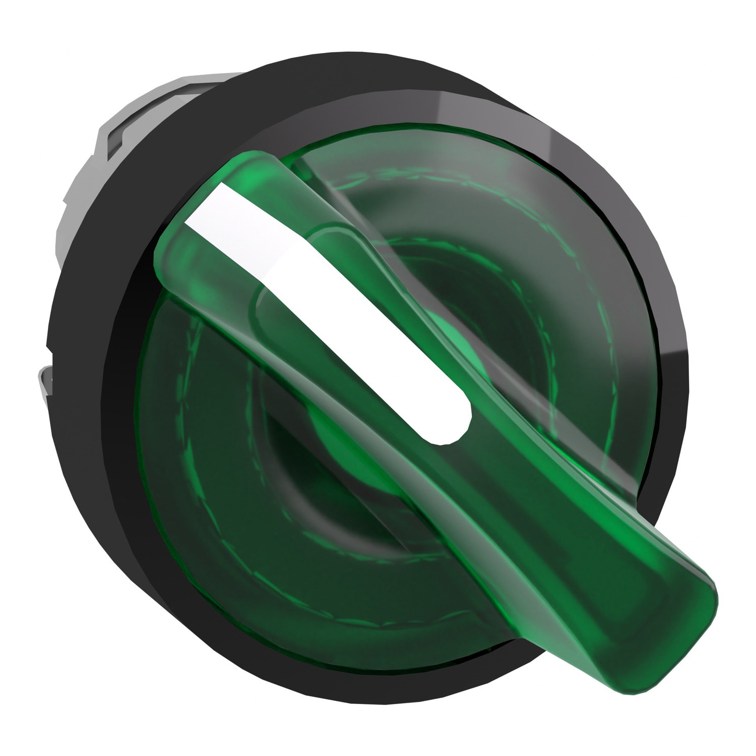SCHNEIDER ELECTRIC - Testa selettore luminoso -Harmony XB4, 2 posizioni Ø22 - verde- per LED universale - ghiera nera, metallo