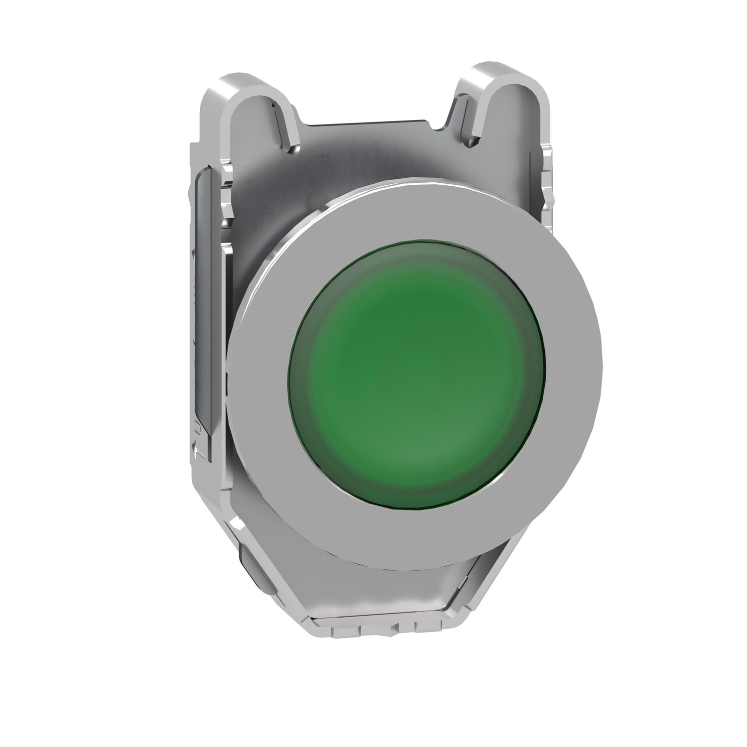 SCHNEIDER ELECTRIC - Testa pulsante luminoso verde filopannello ad aggancio passo-passo- per LED universale- Ø30