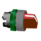 SCHNEIDER ELECTRIC - Testa selettore a leva, Harmony XB5, plastica, rosso, 22mm, 3 posizioni, ritorno al centro, ghiera grigia