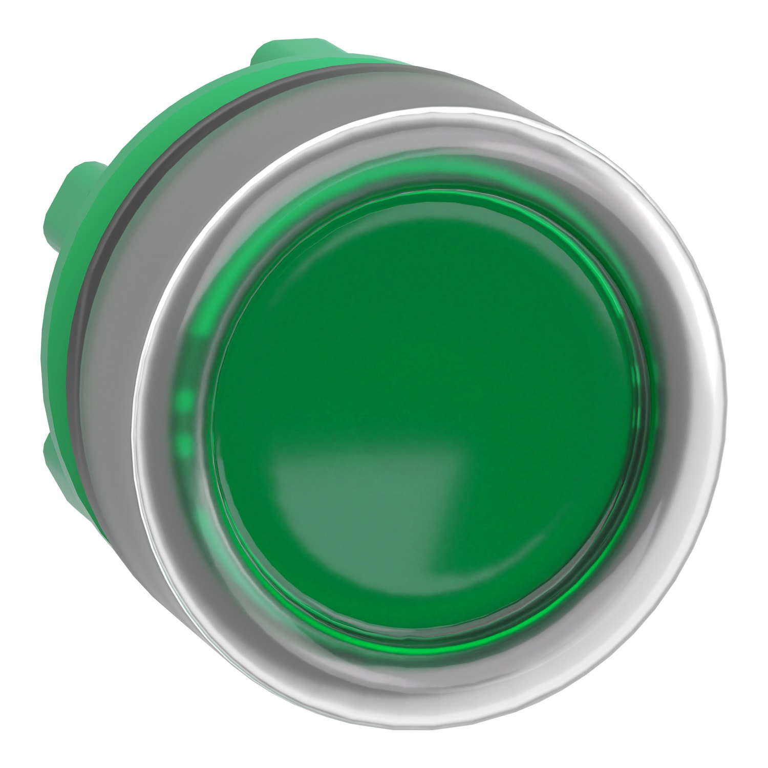 SCHNEIDER ELECTRIC - Testa pulsante luminoso verde ghiera grigia- per LED universale- Ø22