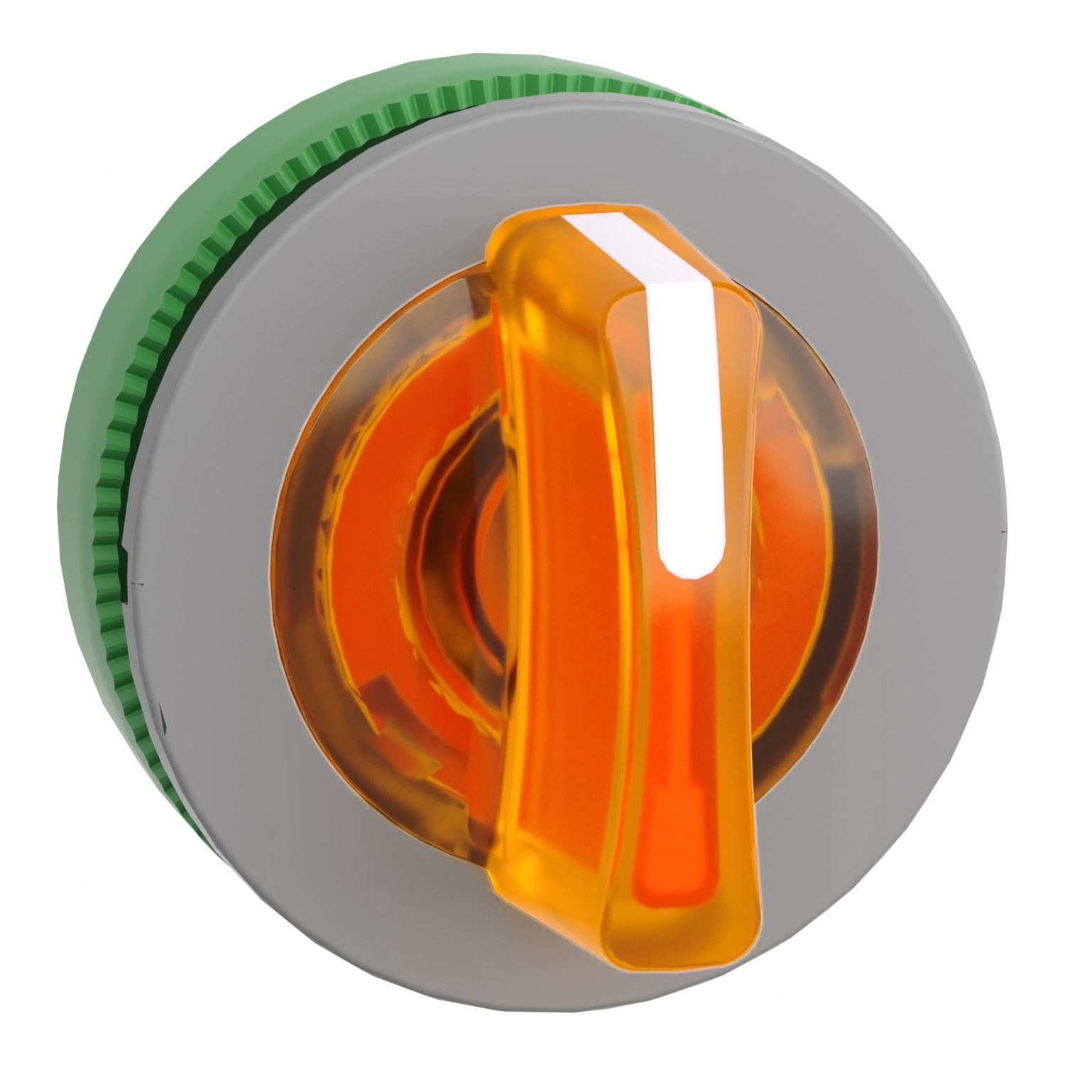 SCHNEIDER ELECTRIC - Testa selettore luminoso, Harmony XB5, filopannnello 30mm, plastica, leva arancione, per LED universale, 3 posizioni fisse, ghiera grigia