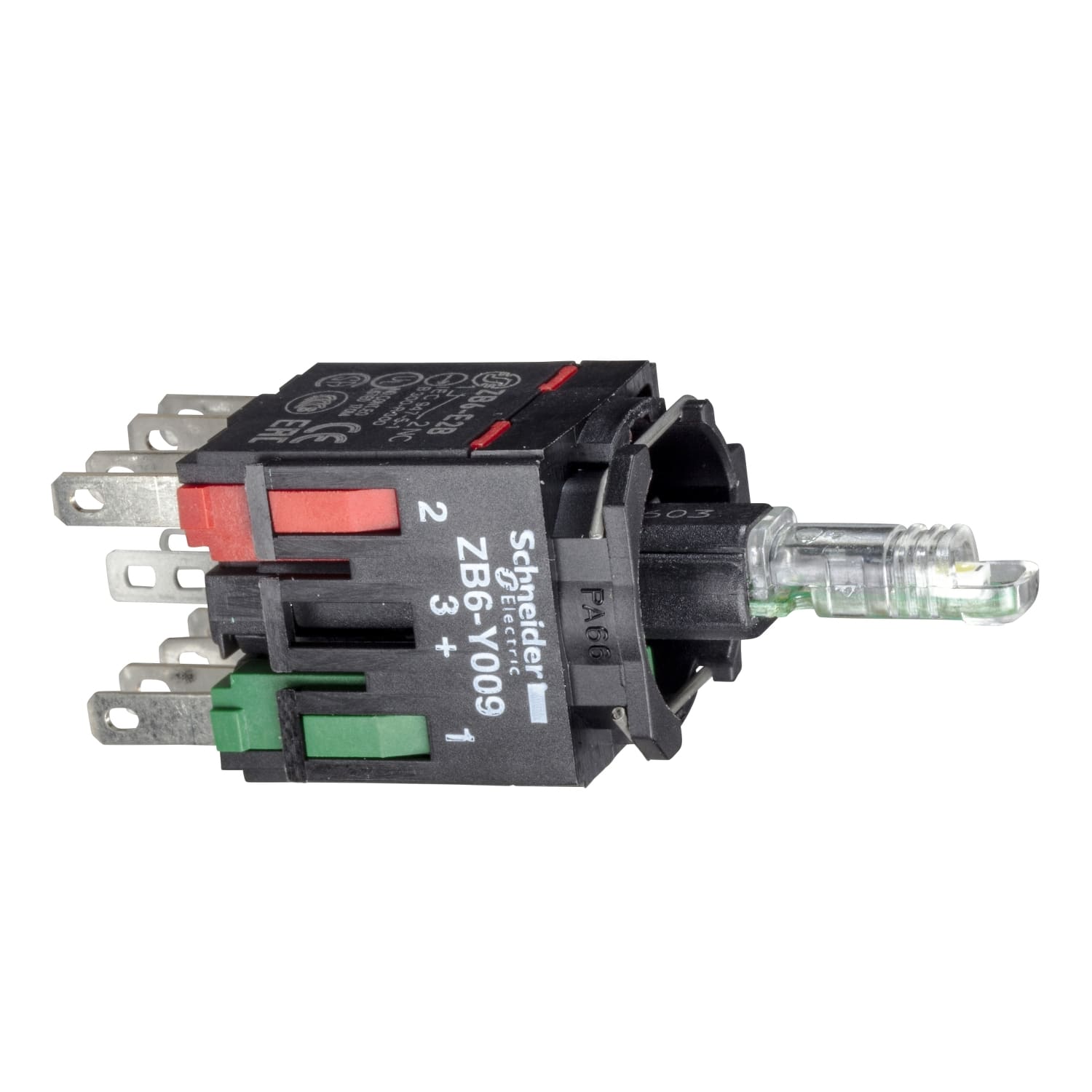 SCHNEIDER ELECTRIC - Corpo pulsante luminoso Ø16 - LED integrato blu 1NO+1NC