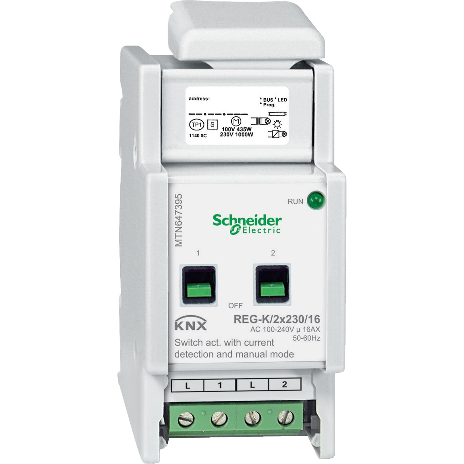 SCHNEIDER ELECTRIC - Attuatore di commutazione REG-K/2x230/16 con modalità manuale e rilev corrente
