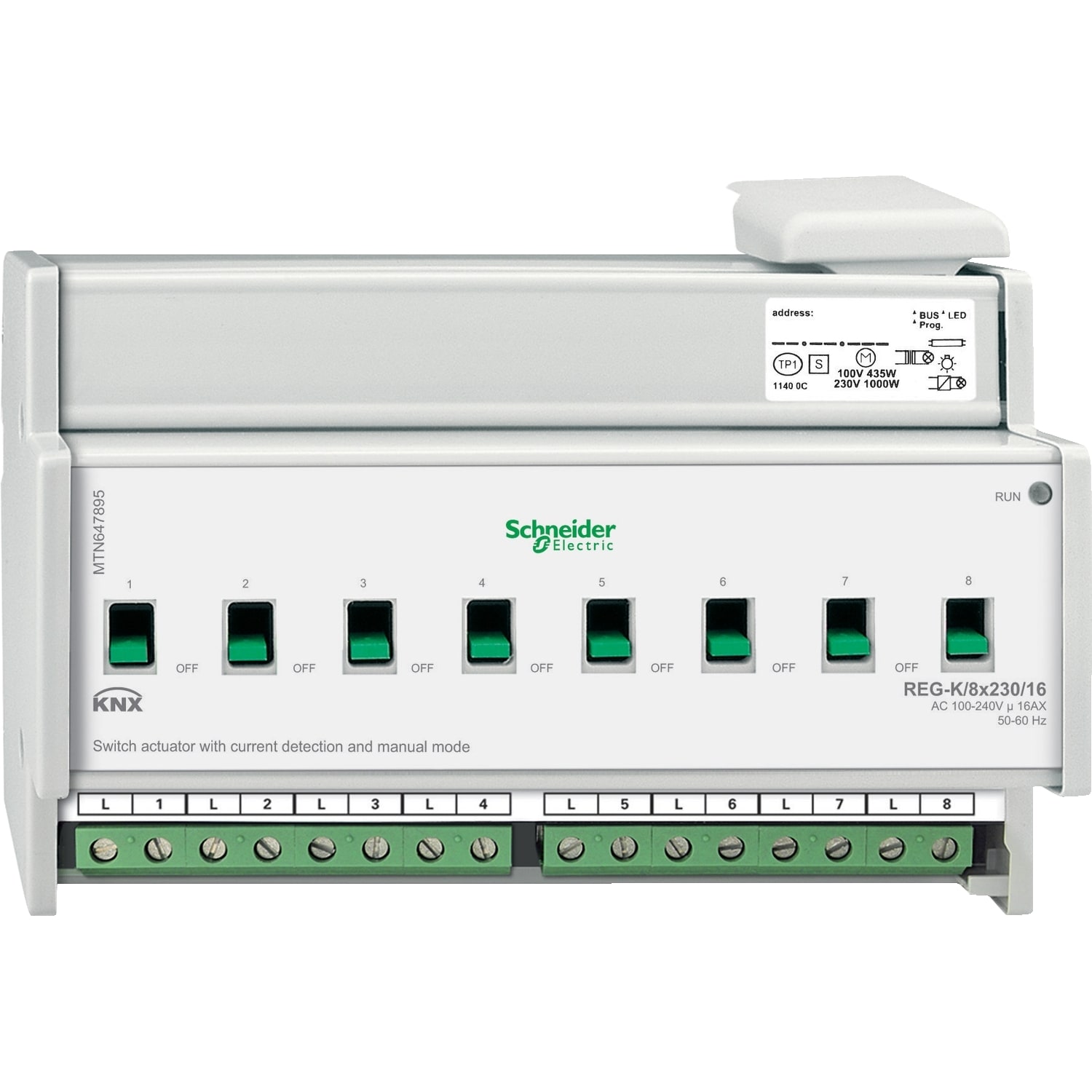 SCHNEIDER ELECTRIC - Attuatore di commutazione REG-K/8x230/16 con modalità manuale e rilev corrente