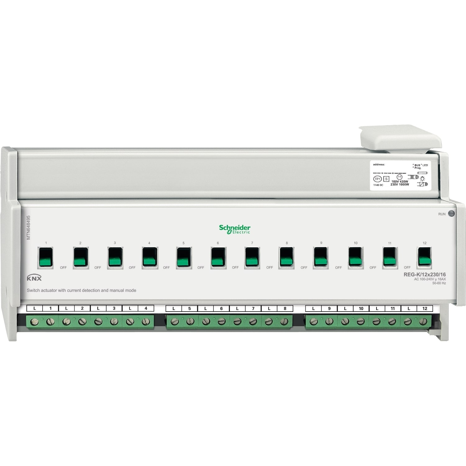 SCHNEIDER ELECTRIC - Attuatore di commutazione REG-K/12x230/16 con modalità manuale e rilev corrente
