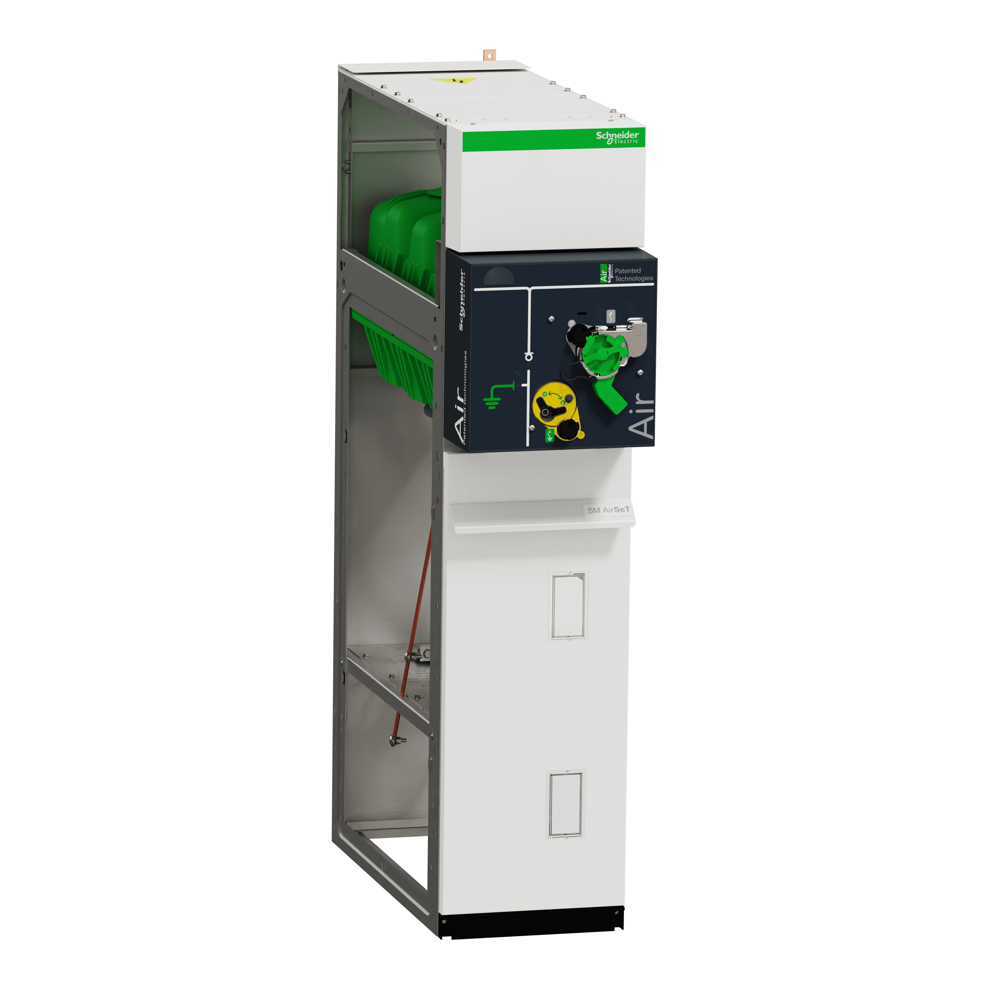 SCHNEIDER ELECTRIC - Quadro MT secondaria isolato in aria, SM AirSeT, IM, 24kV, 16kA 1s, AFL, 12,5kA 1s, 20kV, CD2, bobina di apertura, larghezza 375mm