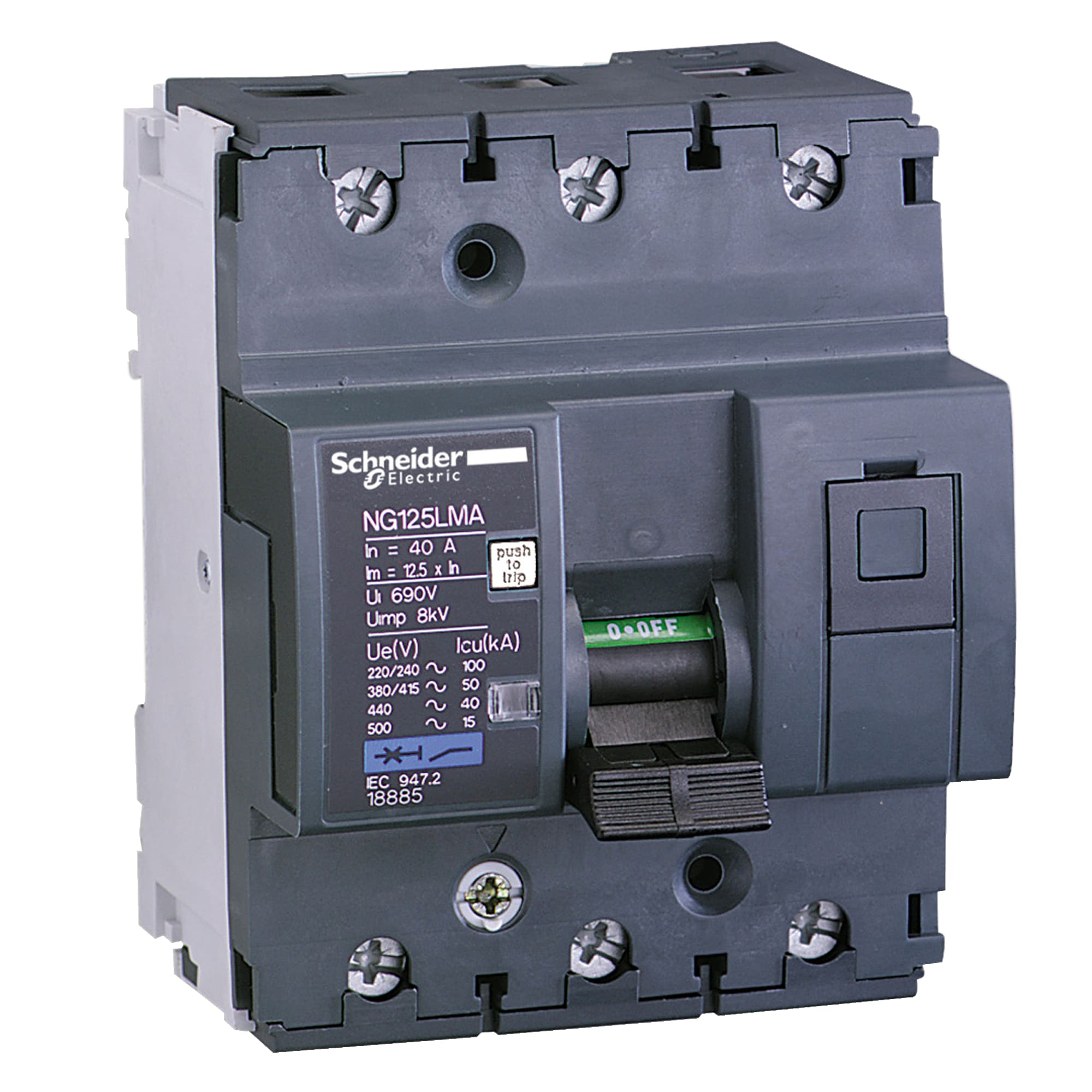 SCHNEIDER ELECTRIC - Interruttore solo magnetico NG125L 3P MA 40A 50kA