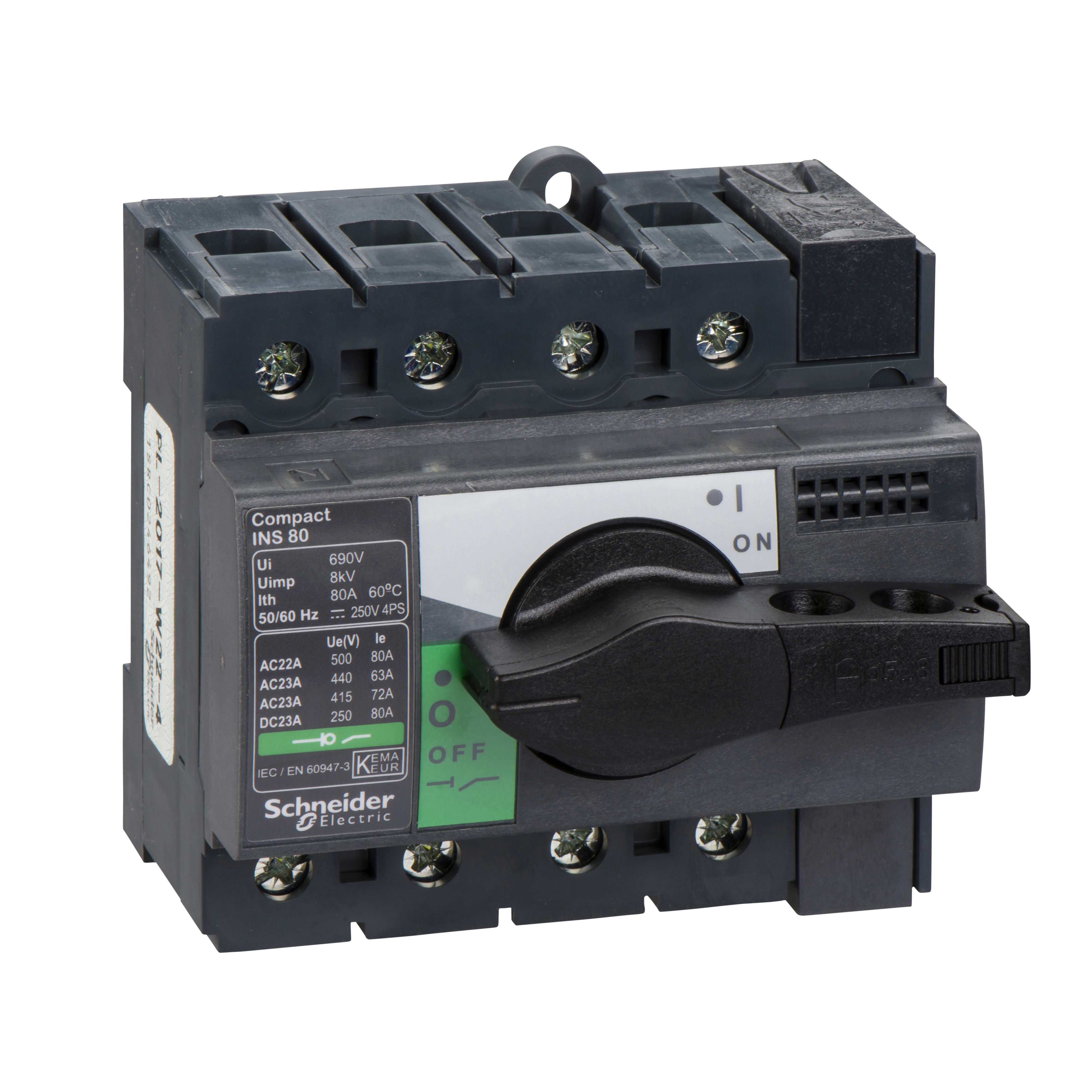 SCHNEIDER ELECTRIC - Interruttore / sezionatore Compact INS80 - 80 A - 4 poli