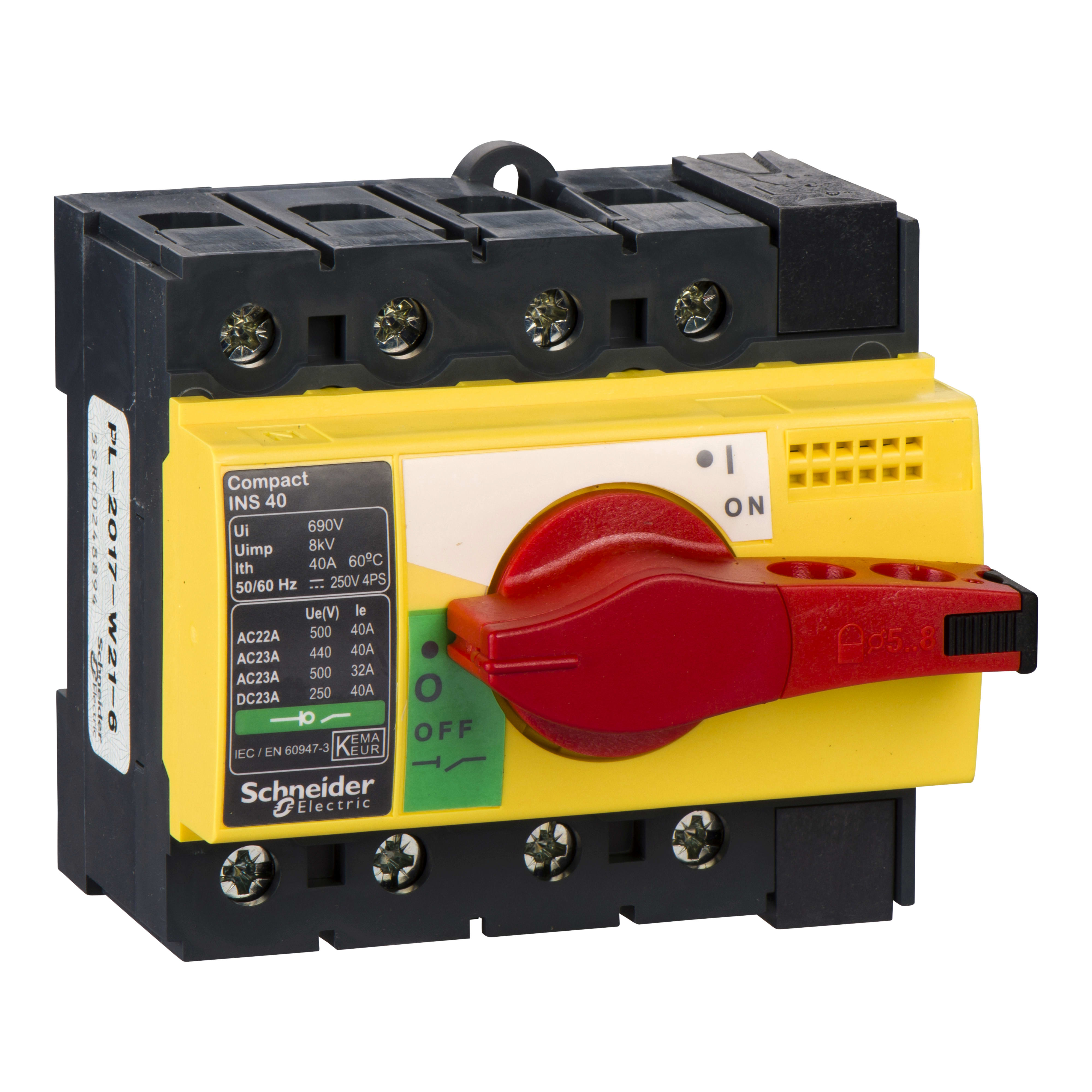 SCHNEIDER ELECTRIC - Interruttore / sezionatore Compact INS40 - 40 A - 4 poli - comando emergenza