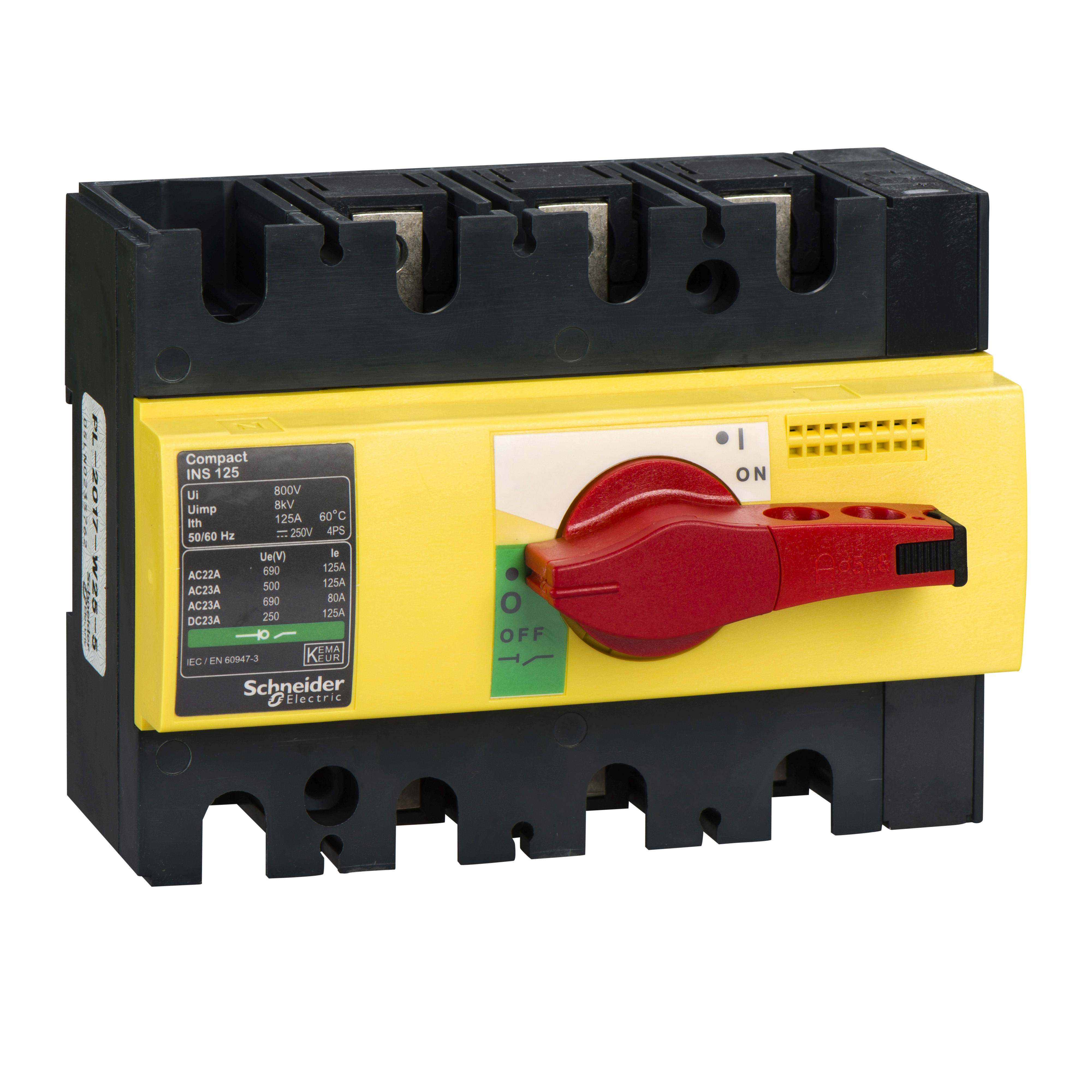 SCHNEIDER ELECTRIC - Interruttore / sezionatore Compact INS125 - 125 A - 3 poli - comando emergenza