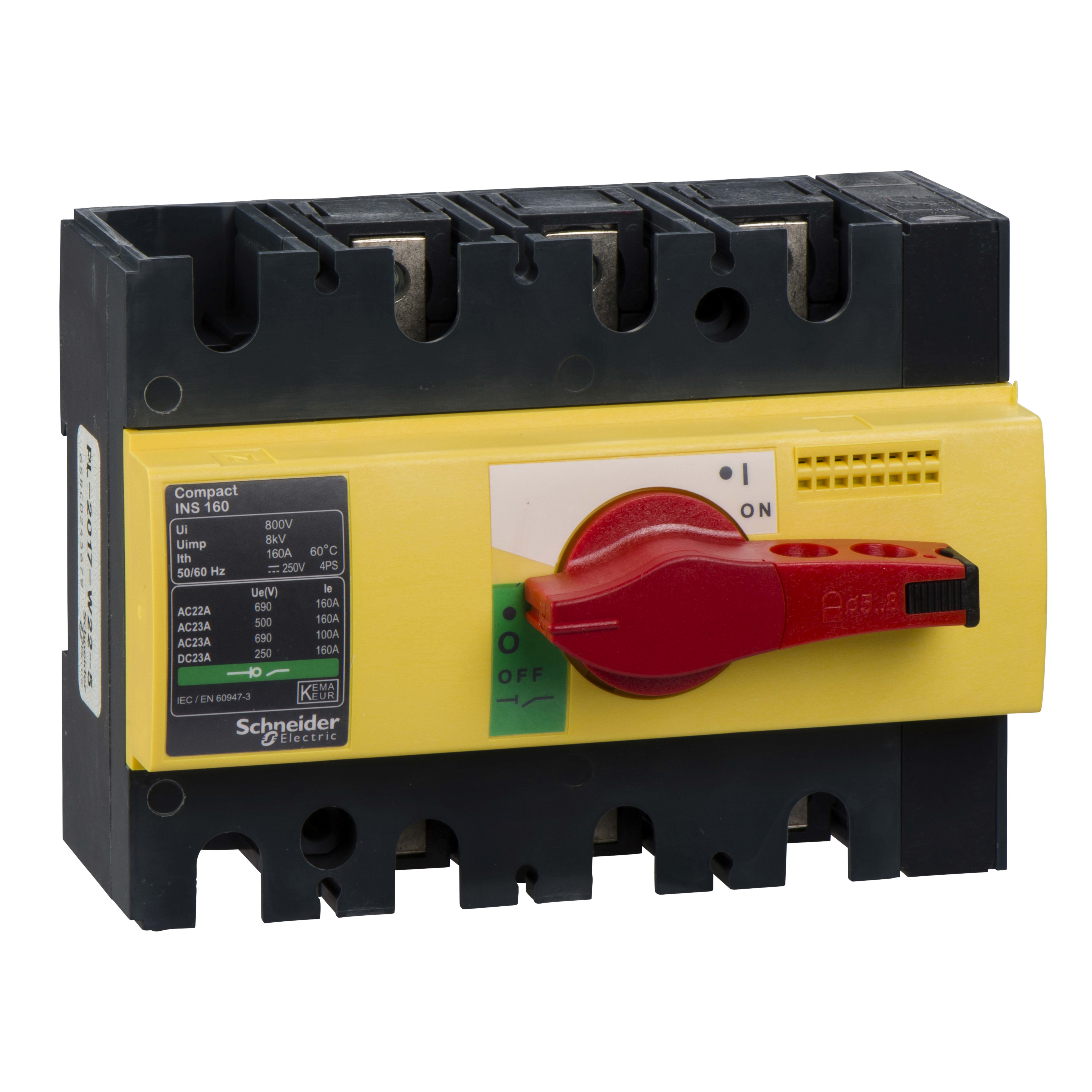 SCHNEIDER ELECTRIC - Interruttore / sezionatore Compact INS160 - 160 A - 3 poli - comando emergenza
