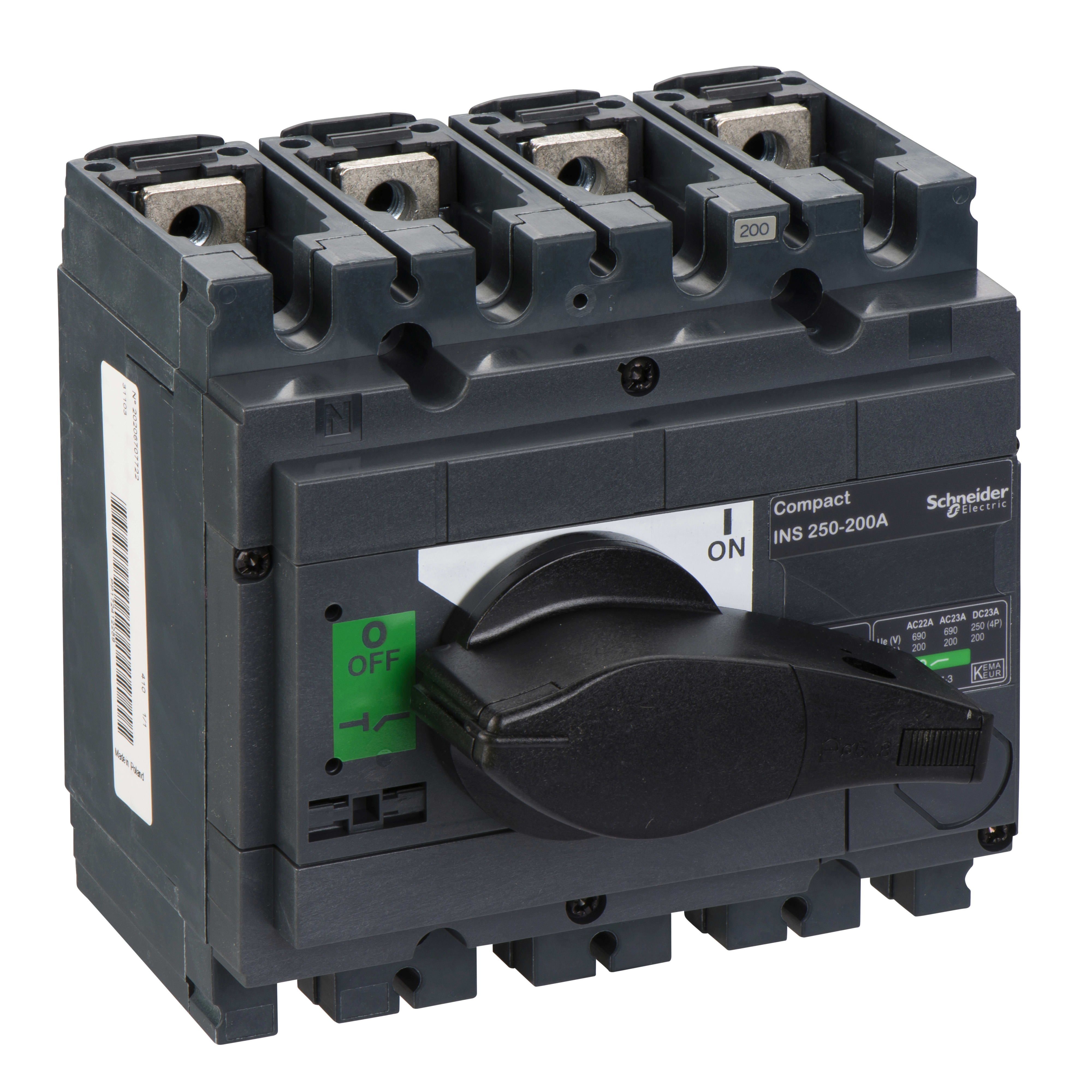 SCHNEIDER ELECTRIC - Interruttore / sezionatore Compact INS250 - 200 A - 4 poli