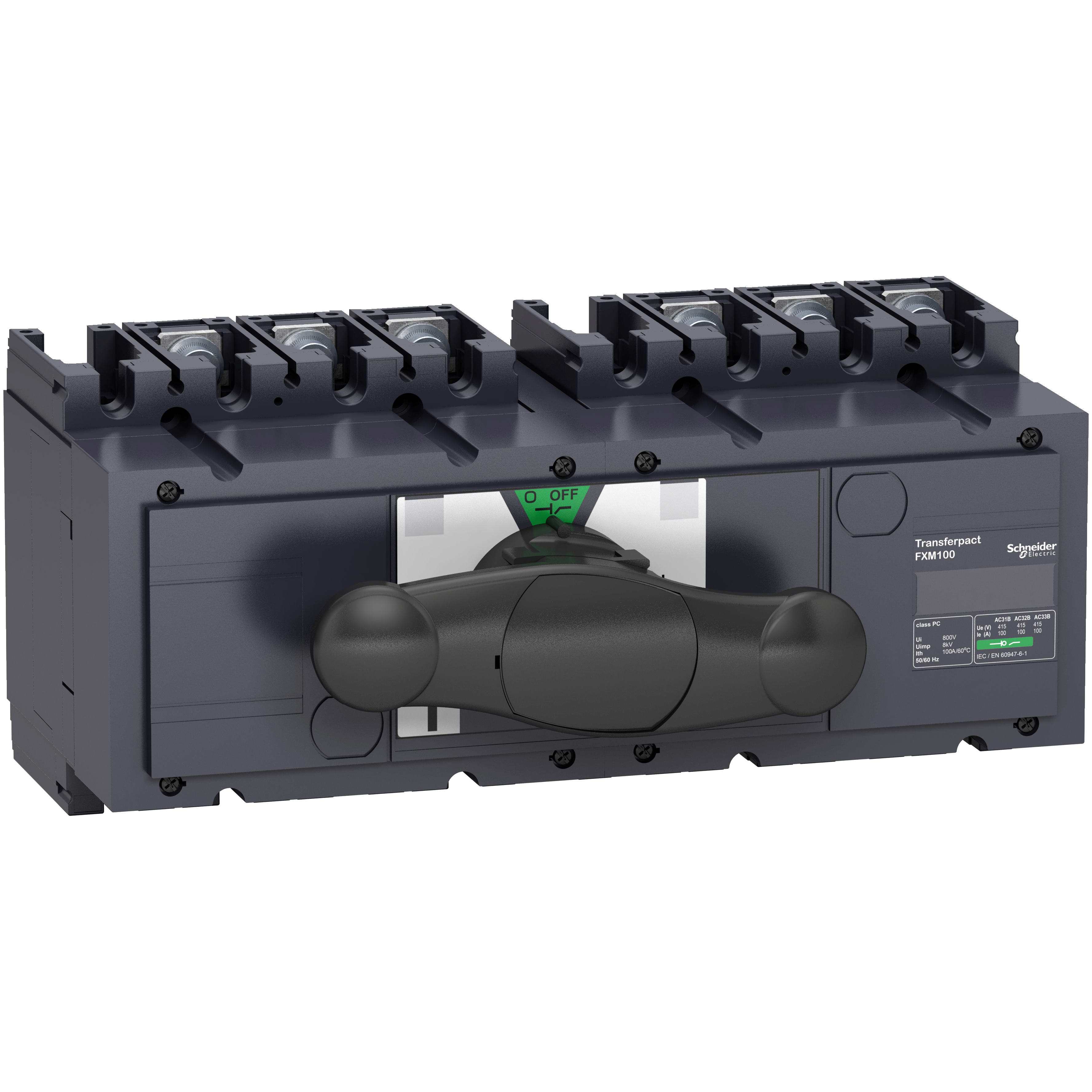 SCHNEIDER ELECTRIC - Accessorio, Commutatore manuale assemblato, TransferPacT FXM100, TransferPacT FXM100 per sezionatori ComPacT INS250, 100 A, 3P