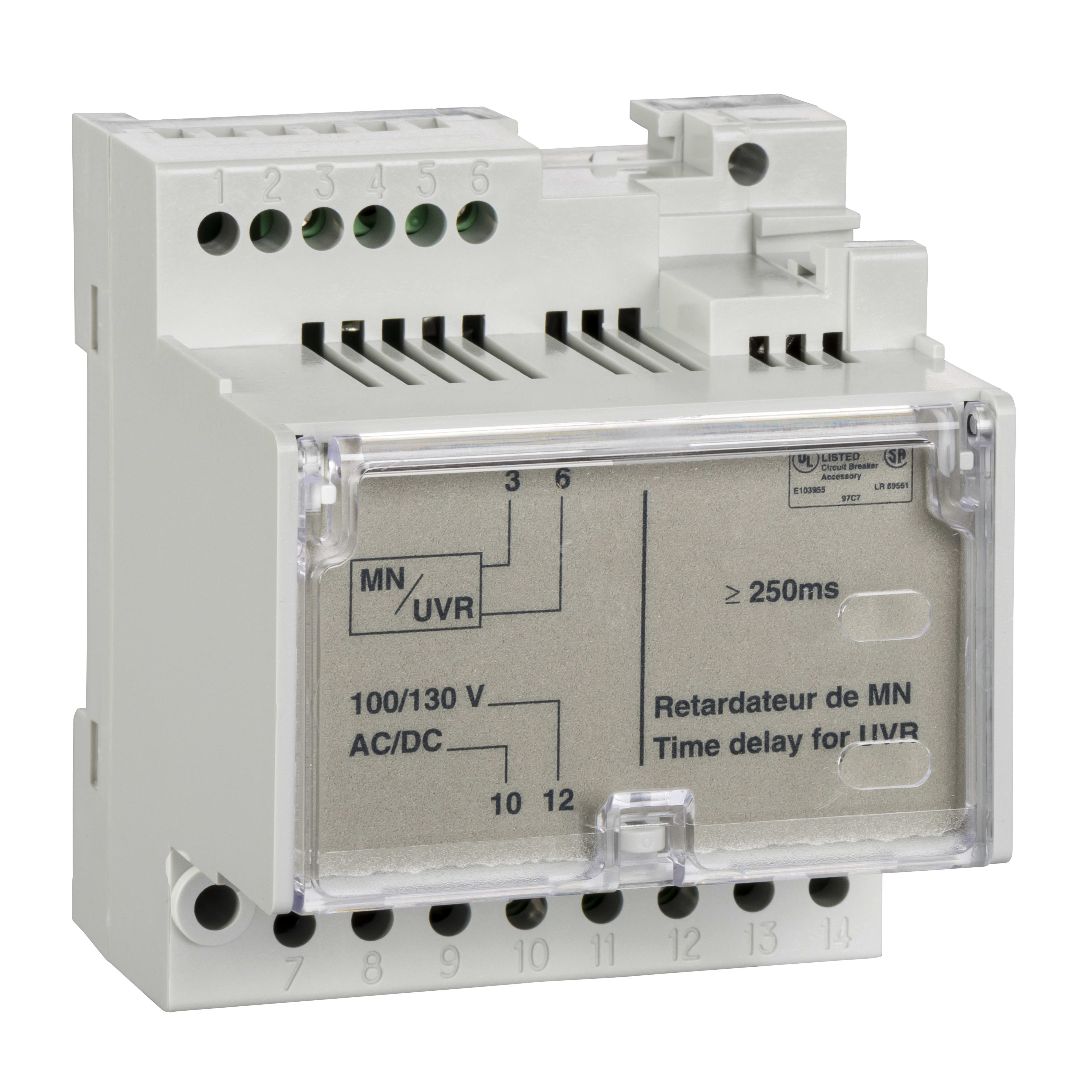 SCHNEIDER ELECTRIC - Relè temp. ritardo non regolabile - Per sganciatore MN - 200/250 V CA/CC
