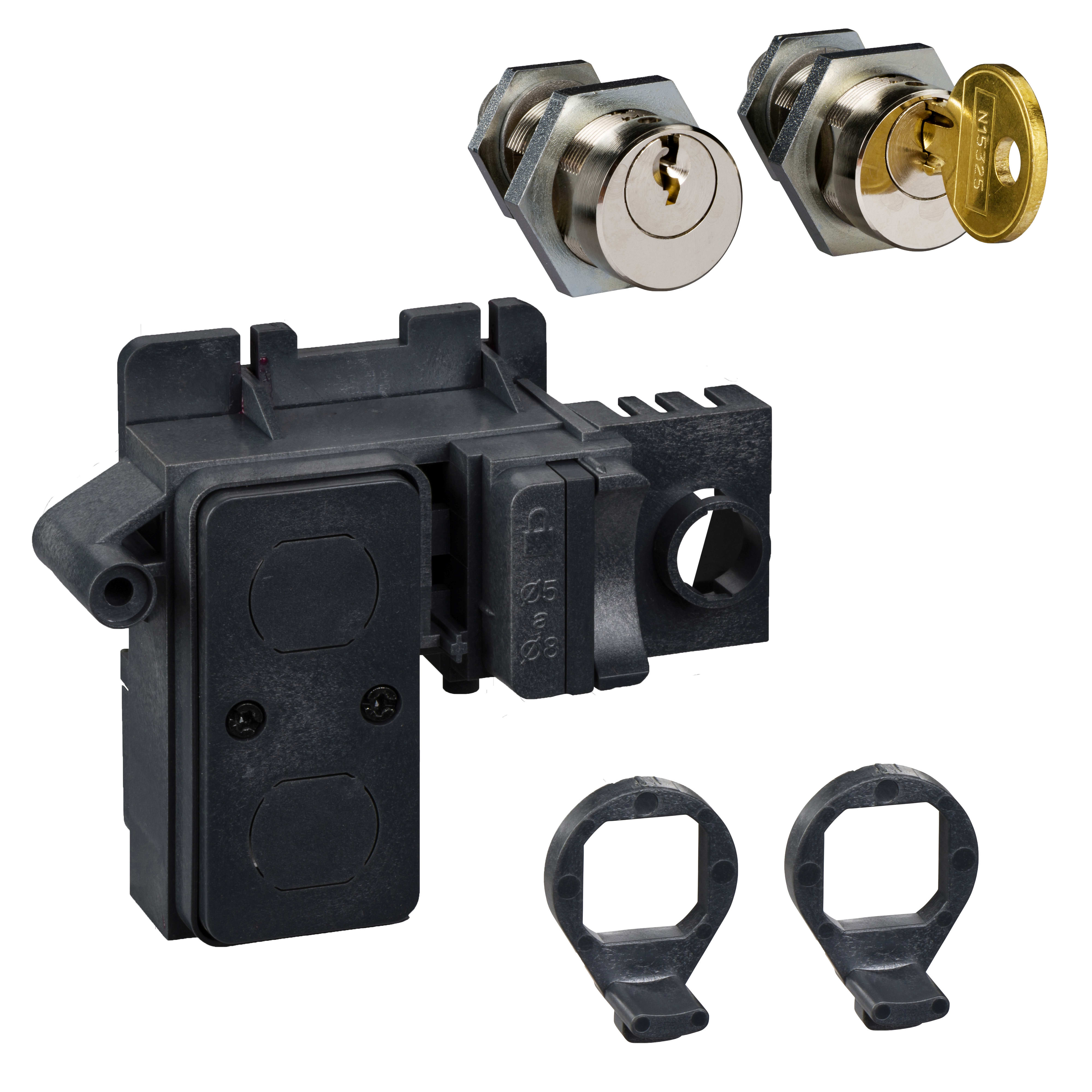 SCHNEIDER ELECTRIC - Blocco Ronis + Kit adattamento - Per NW - Blocco in pos. OFF - 2 chiavi uguali
