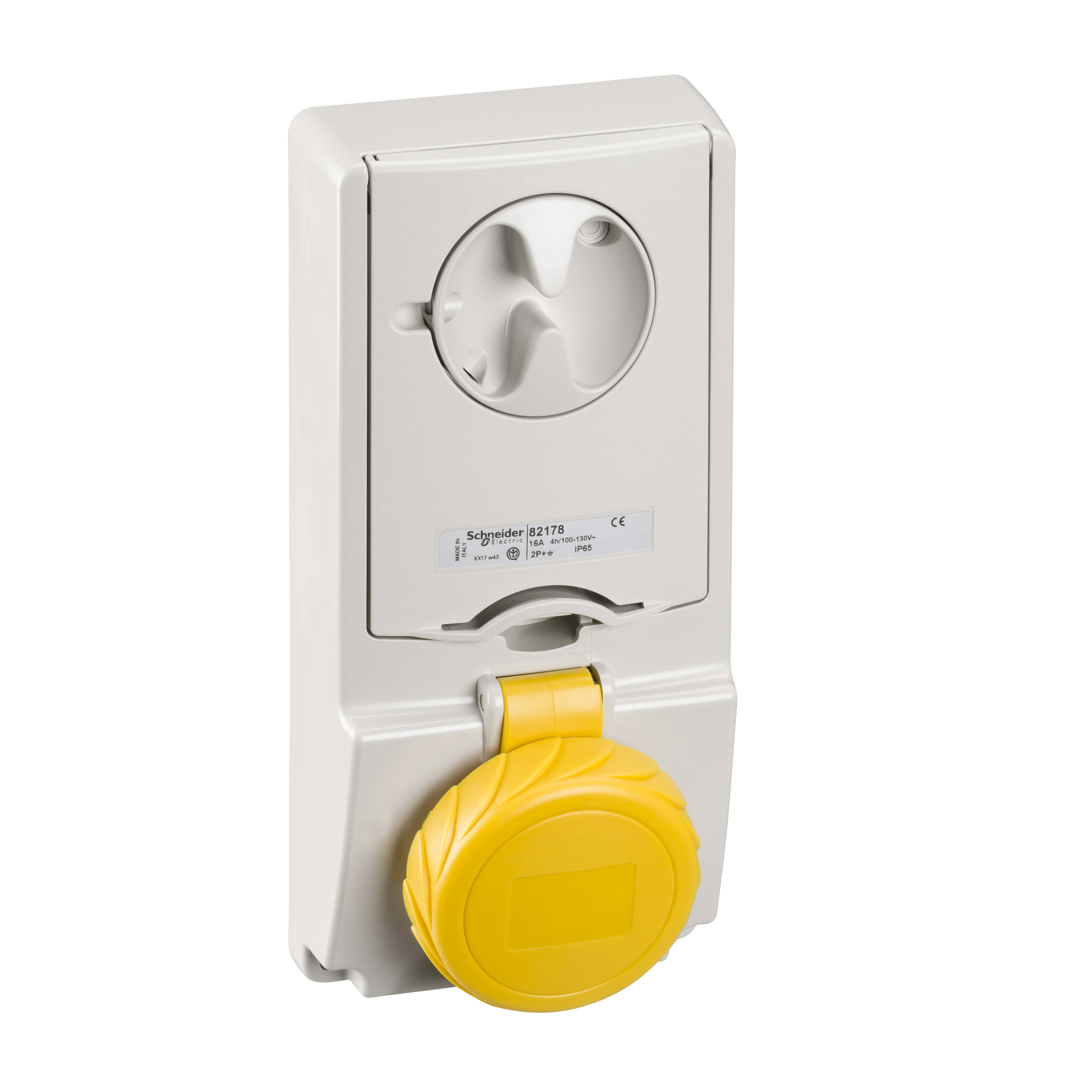 SCHNEIDER ELECTRIC - Presa da incasso interbloccata con fusibile Unika IP65 16A 110V 2P+T