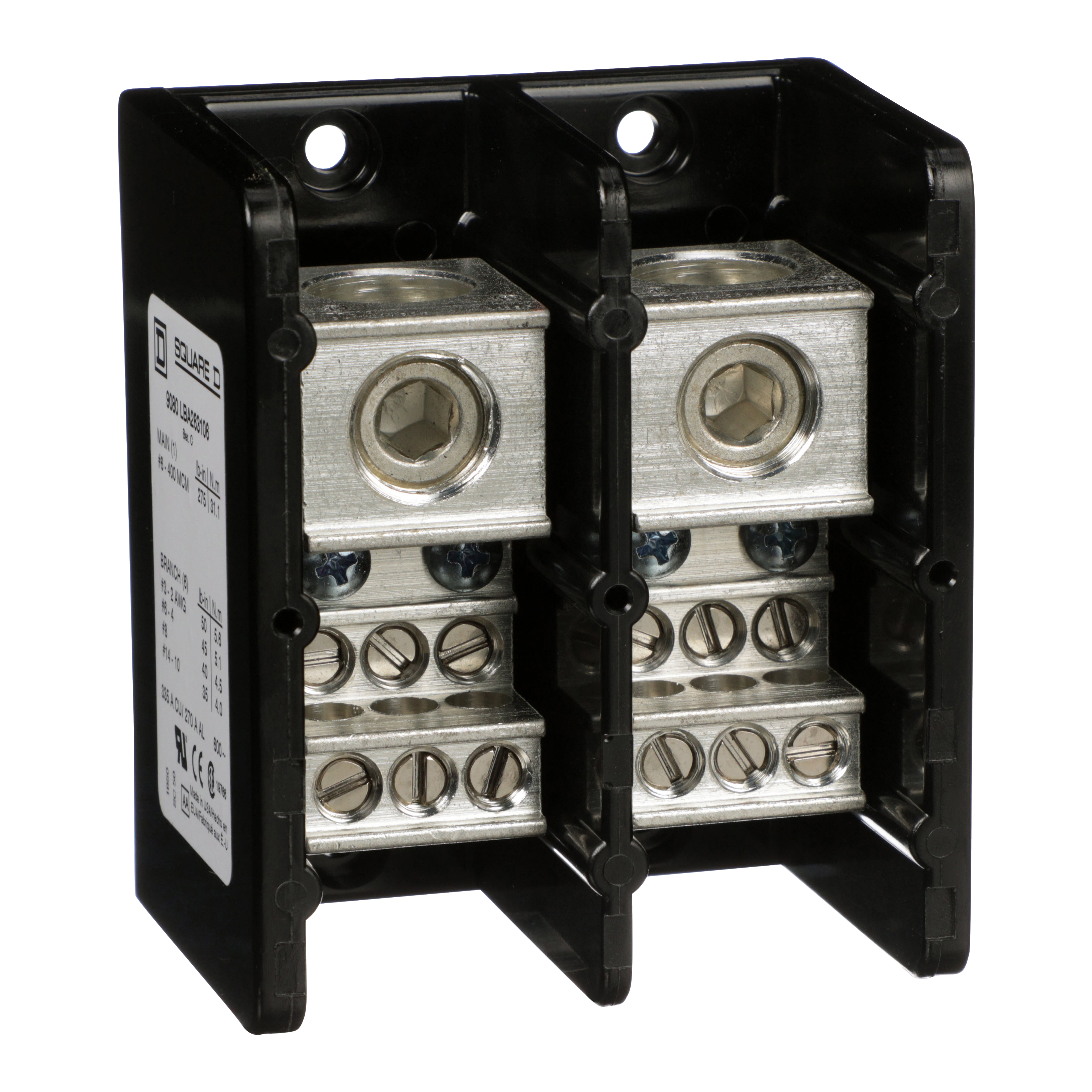 SCHNEIDER ELECTRIC - Blocco di distribuzione alimentazione 600 V 335 A T-LB