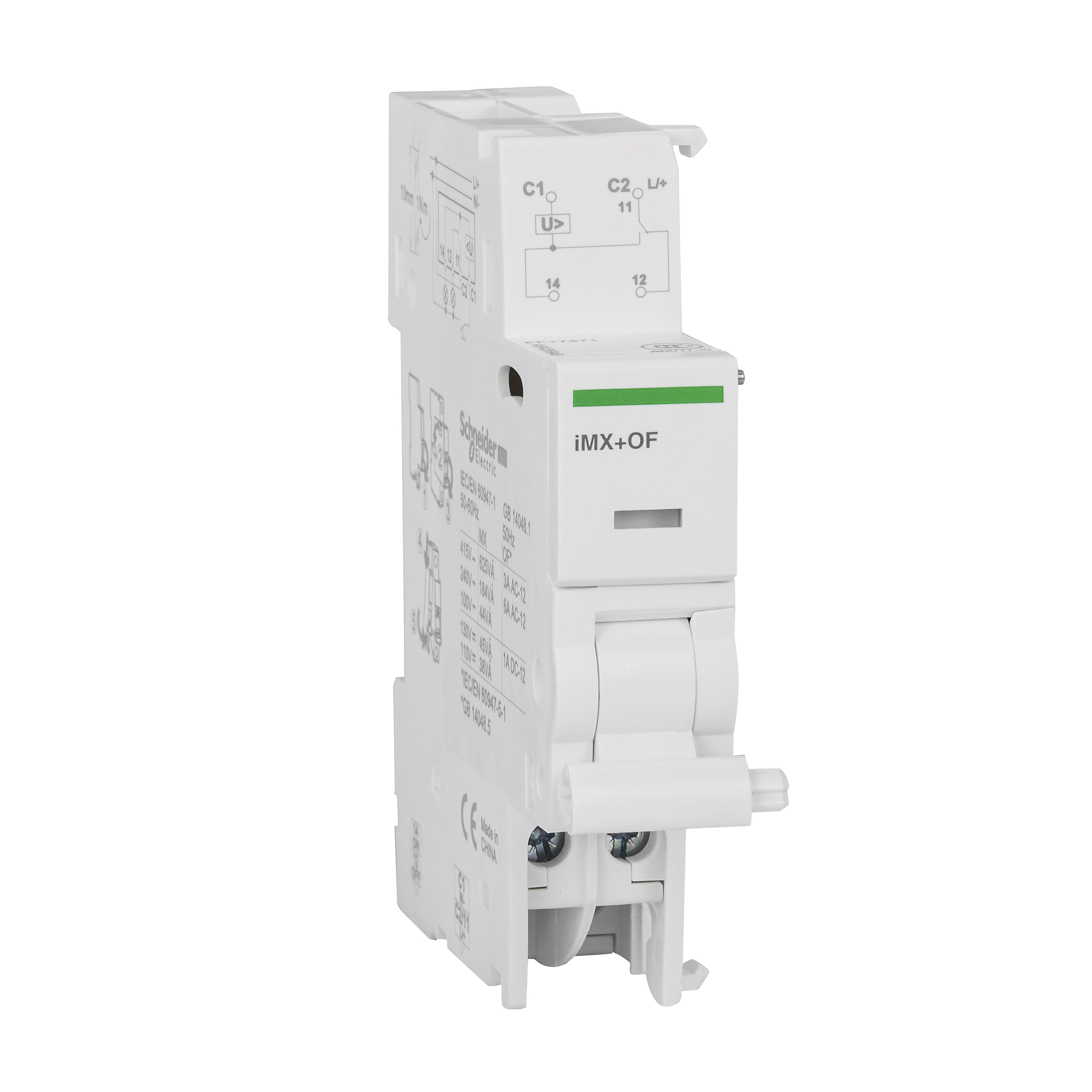 SCHNEIDER ELECTRIC - Ausiliario, Acti9, iC60, Bobina di sgancio, contatto aperto/chiuso OF, 100..415 V CA, 110..130 V CC, 50/60 Hz