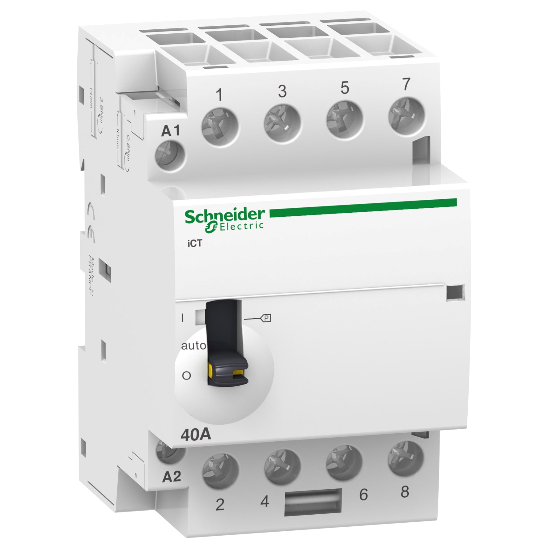 SCHNEIDER ELECTRIC - Contattore, Acti9, iCT, 4P, 4NA, 40A (AC7a), 15A (AC7b), 220÷240Vca