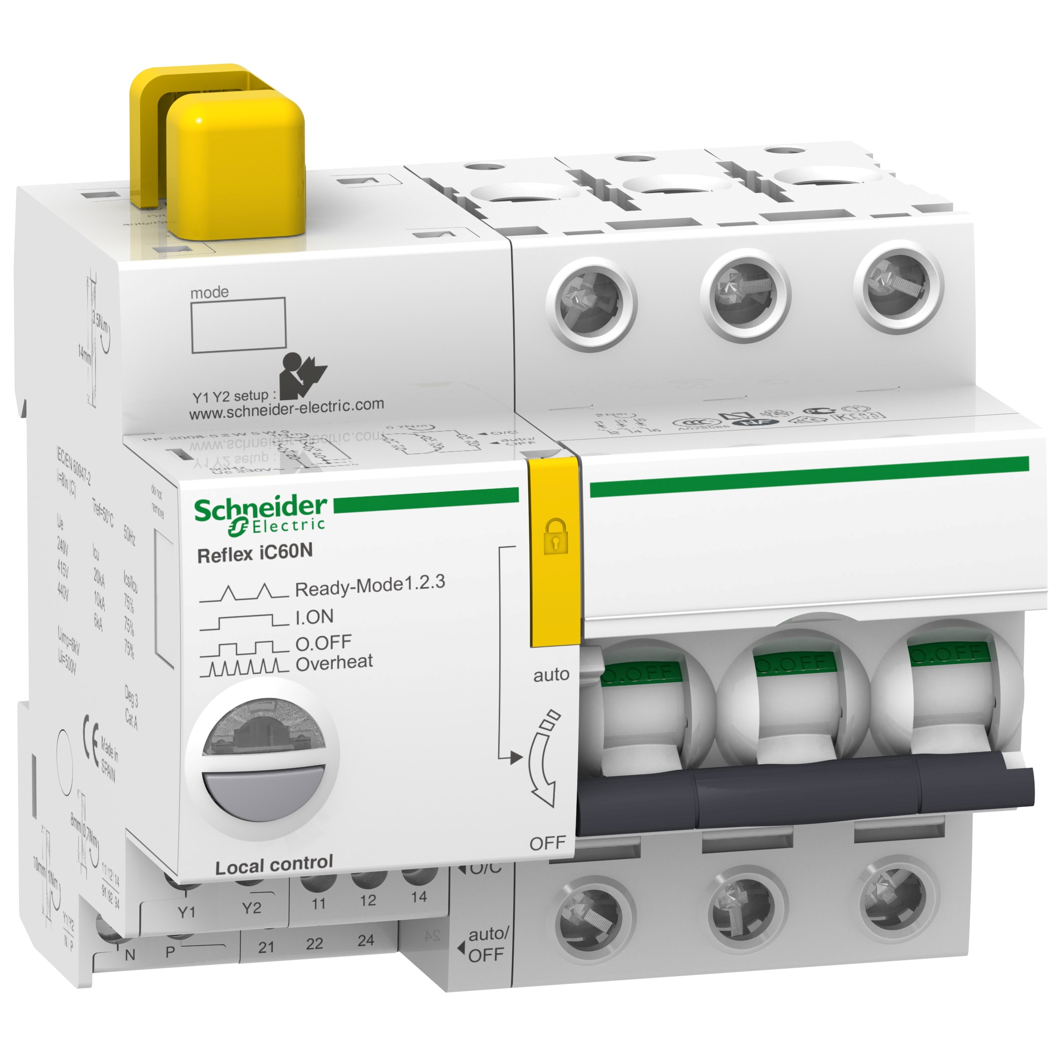SCHNEIDER ELECTRIC - Telecomando, Acti9, Reflex iC60, 3P, curva C, 25A, 10kA (IEC 60947-2), Ti24