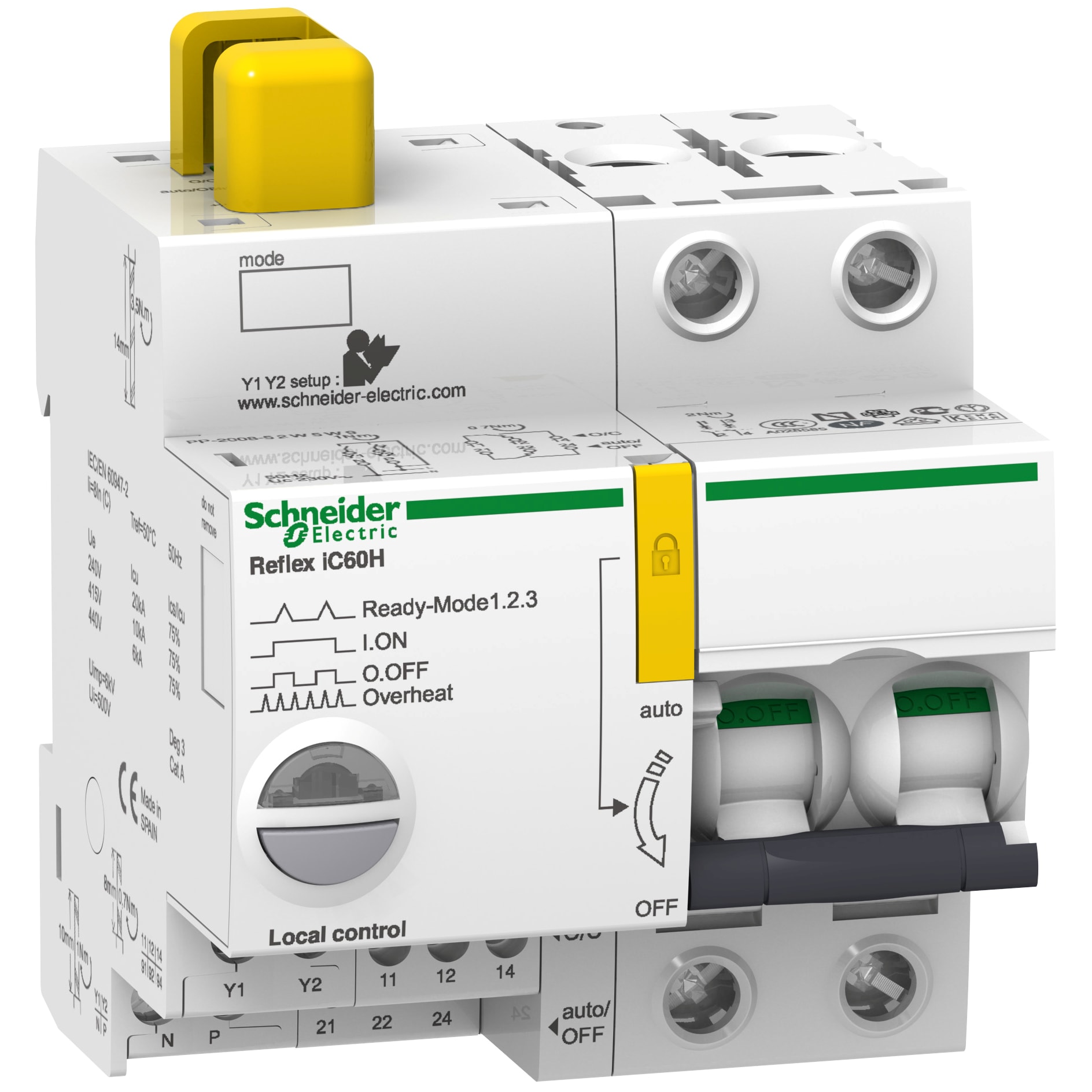 SCHNEIDER ELECTRIC - Telecomando, Acti9, Reflex iC60, 2P, curva C, 10A, 15kA (IEC 60947-2), Ti24