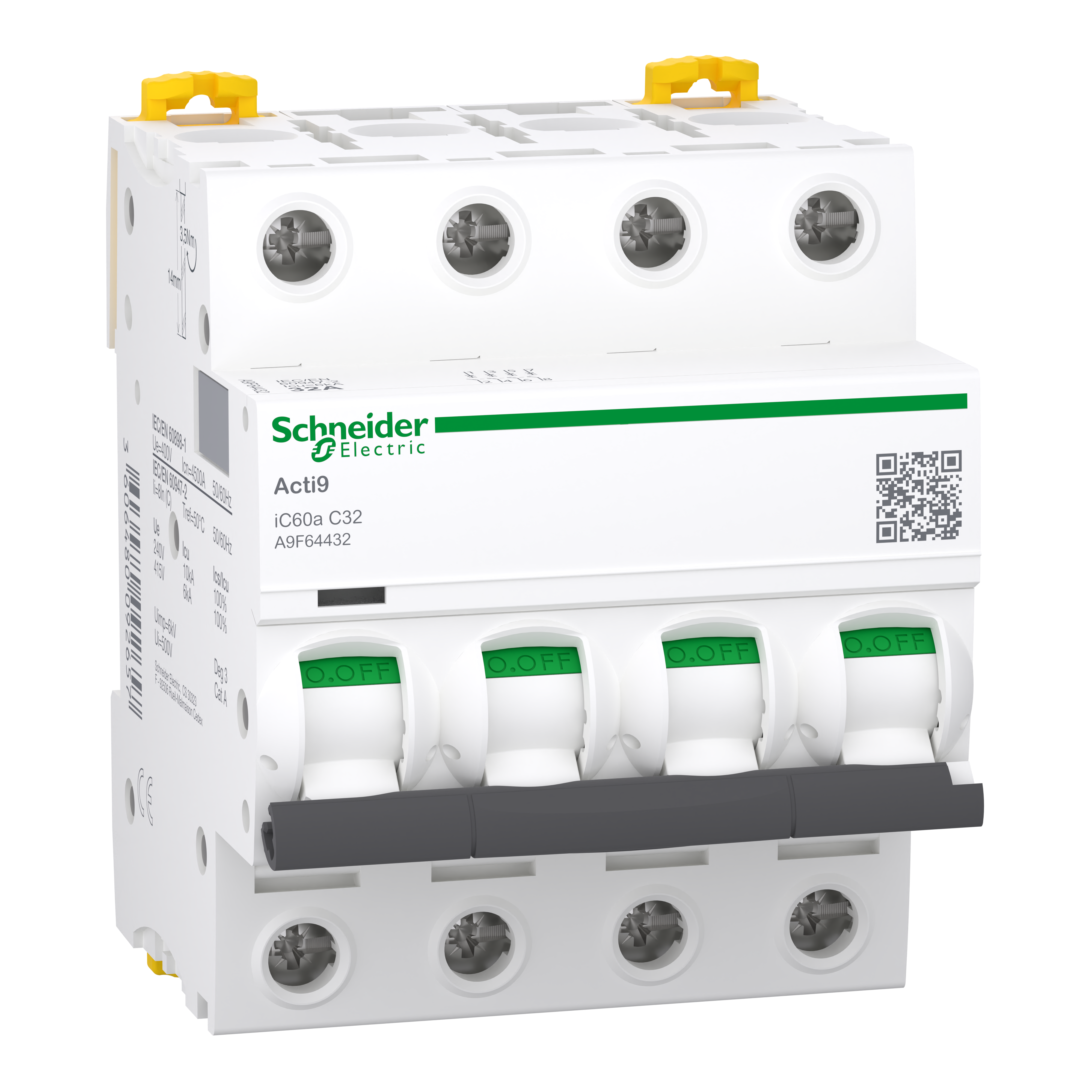 SCHNEIDER ELECTRIC - Interruttore magnetotermico iC60a 4P C 32A 4500A