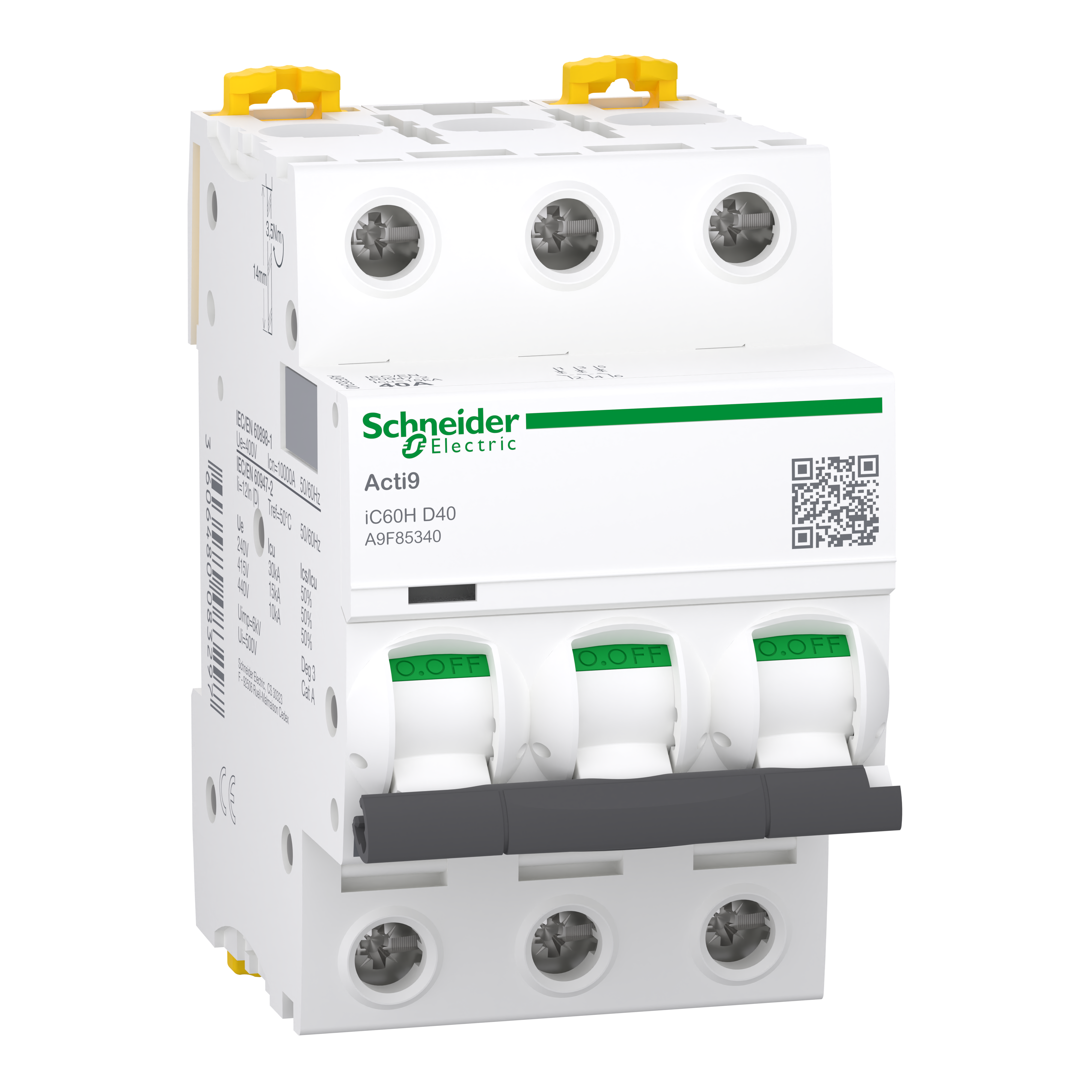 SCHNEIDER ELECTRIC - Interruttore magnetotermico iC60H 3P D 40A 10000A