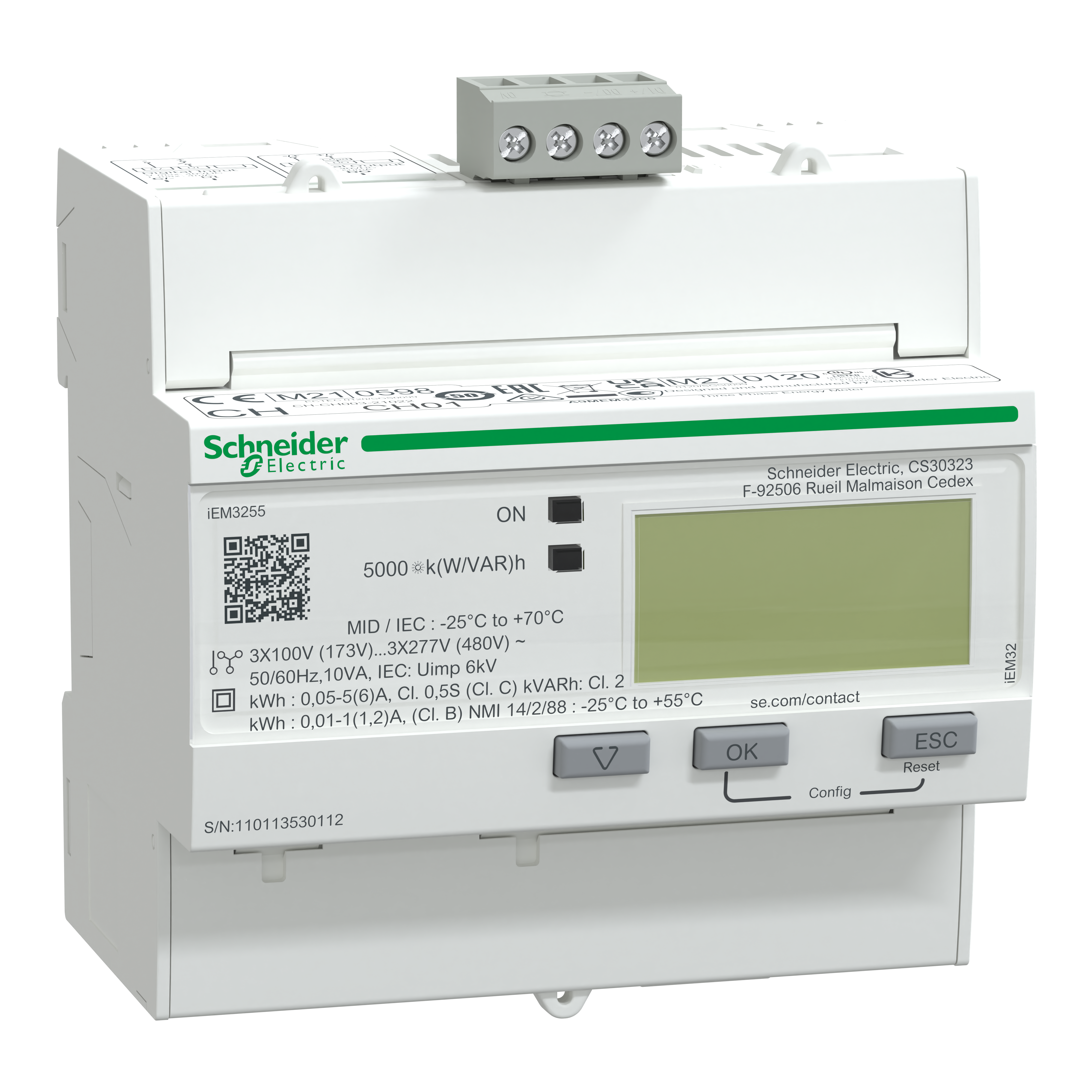 SCHNEIDER ELECTRIC - Contatore energia iEM3255- 3P+N inserzione con TA - Modbus 1DI+1DO - MID
