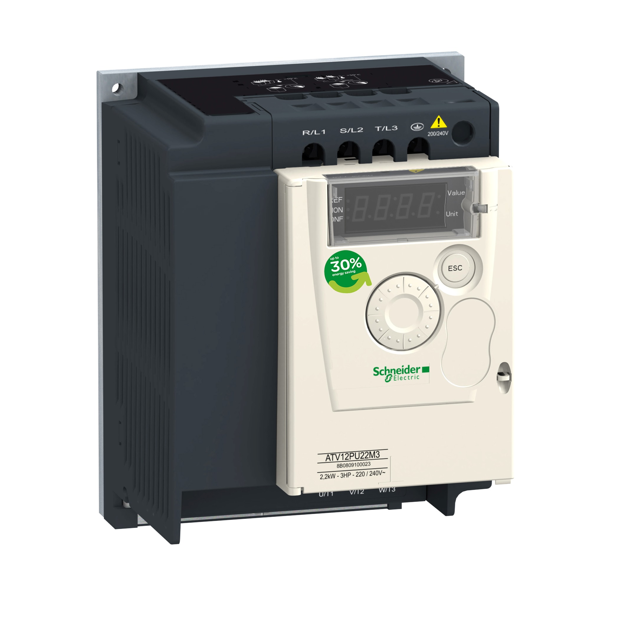 SCHNEIDER ELECTRIC - Variatore di velocità ATV12 - 2,2 kW - 3 HP - 200-240 V - 3ph - su piastra base