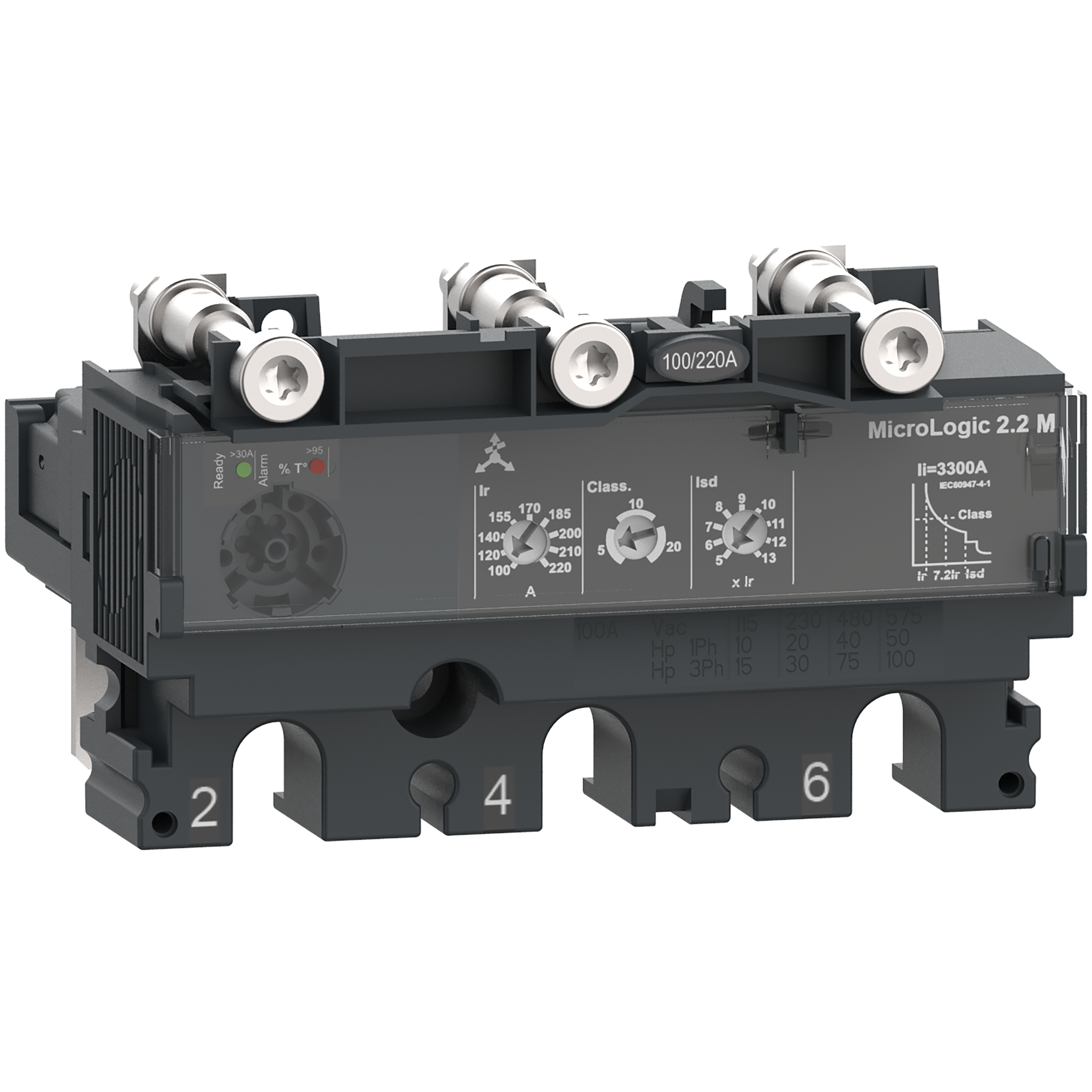 SCHNEIDER ELECTRIC - Sganciatore MicroLogic 2.2M, ComPacT NSX100/160/250, 3 poli, protezioni elettroniche di base, protezione motore, valore nominale 100A