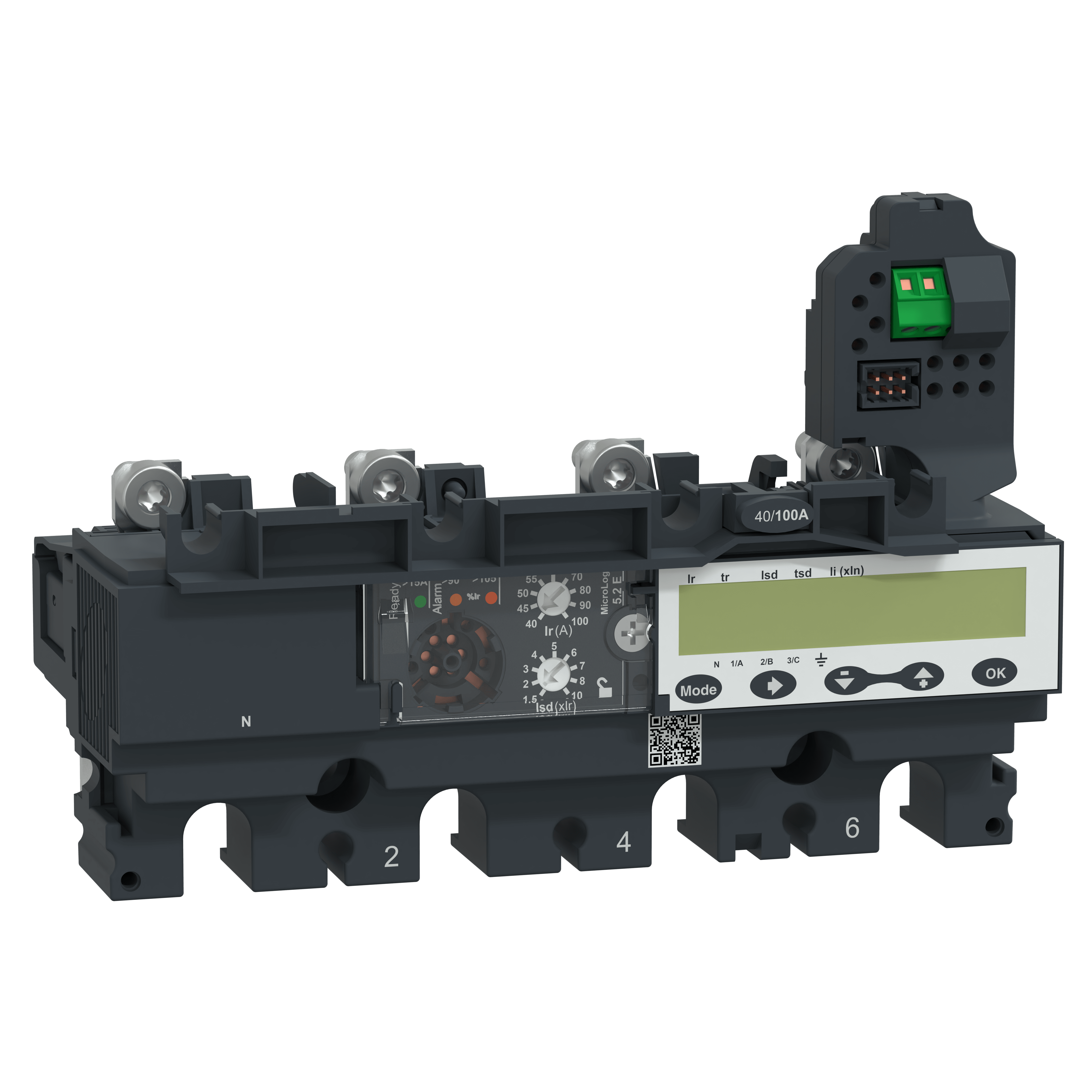 SCHNEIDER ELECTRIC - Sganciatore MicroLogic 5.2E, ComPacT NSX100/160/250, 4 poli, protezioni elettroniche di base, misuratore di energia, valore nominale 100A