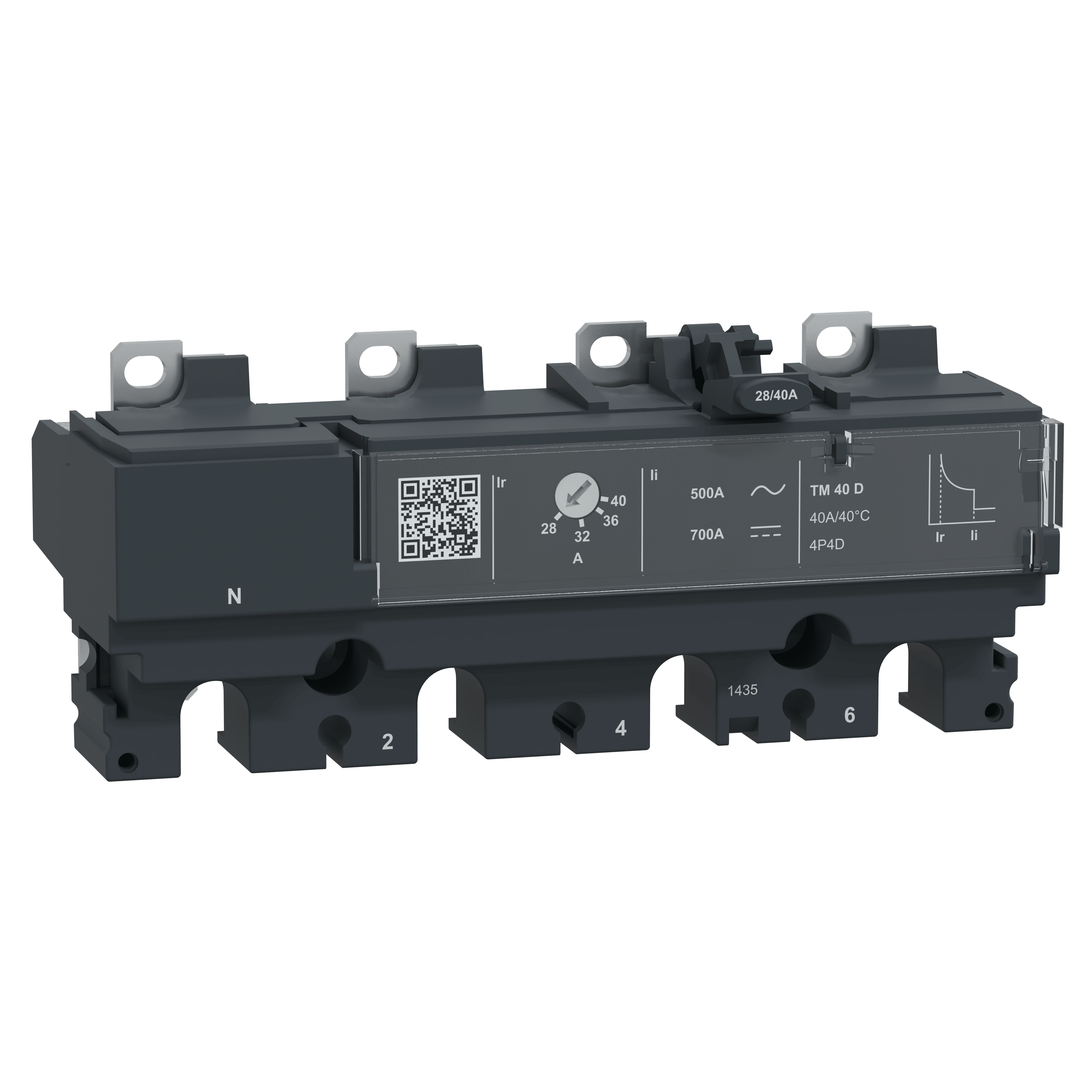 SCHNEIDER ELECTRIC - Sganciatore TM40D, ComPacT NSX100/160, 4 poli 4d (neutro totalmente protetto), protezioni magnetotermiche, valore nominale 40A