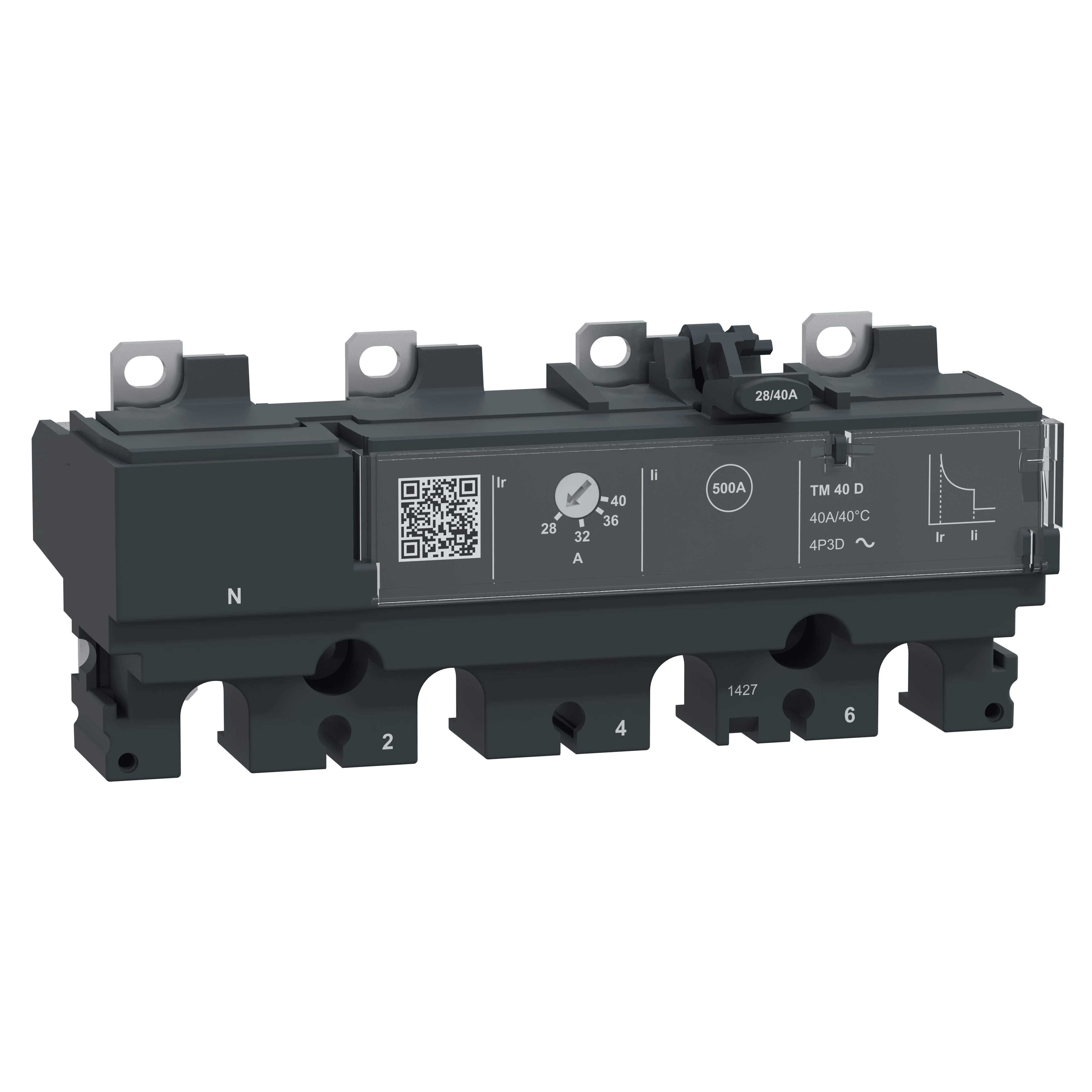 SCHNEIDER ELECTRIC - Sganciatore TM40D, ComPacT NSX100/160, 4 poli 3D (neutro non protetto), protezioni magnetotermiche, valore nominale 40A