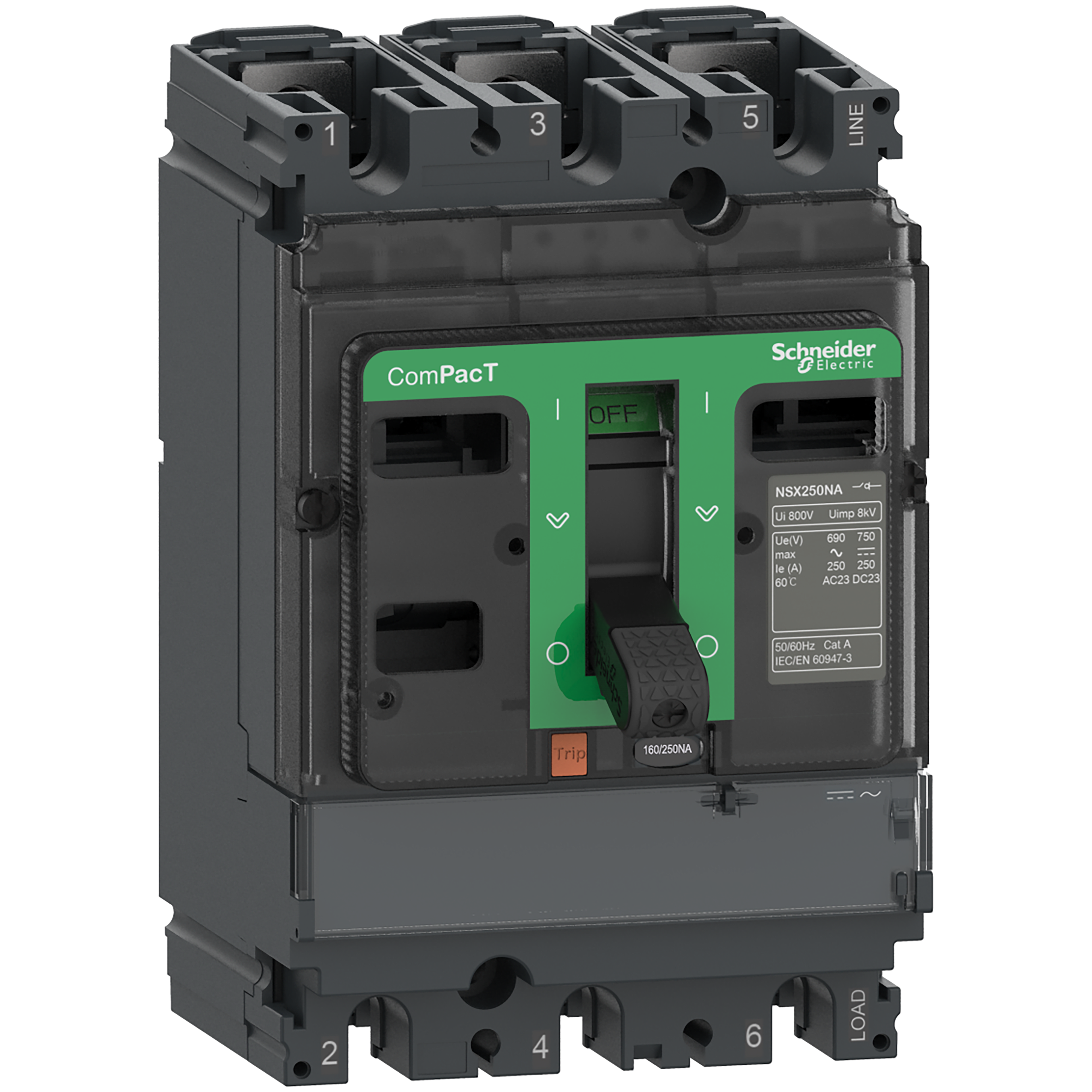 SCHNEIDER ELECTRIC - Sezionatore, ComPacT NSX160NA, 3 poli, corrente termica Ith 160A